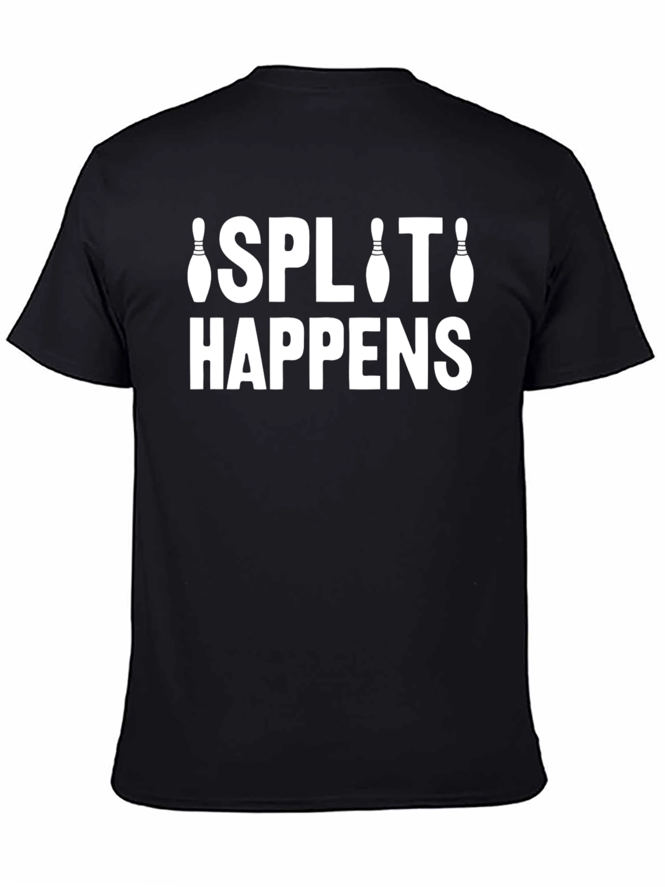 Split Happens Bowling T-Shirt - Black Crew Neck Tee