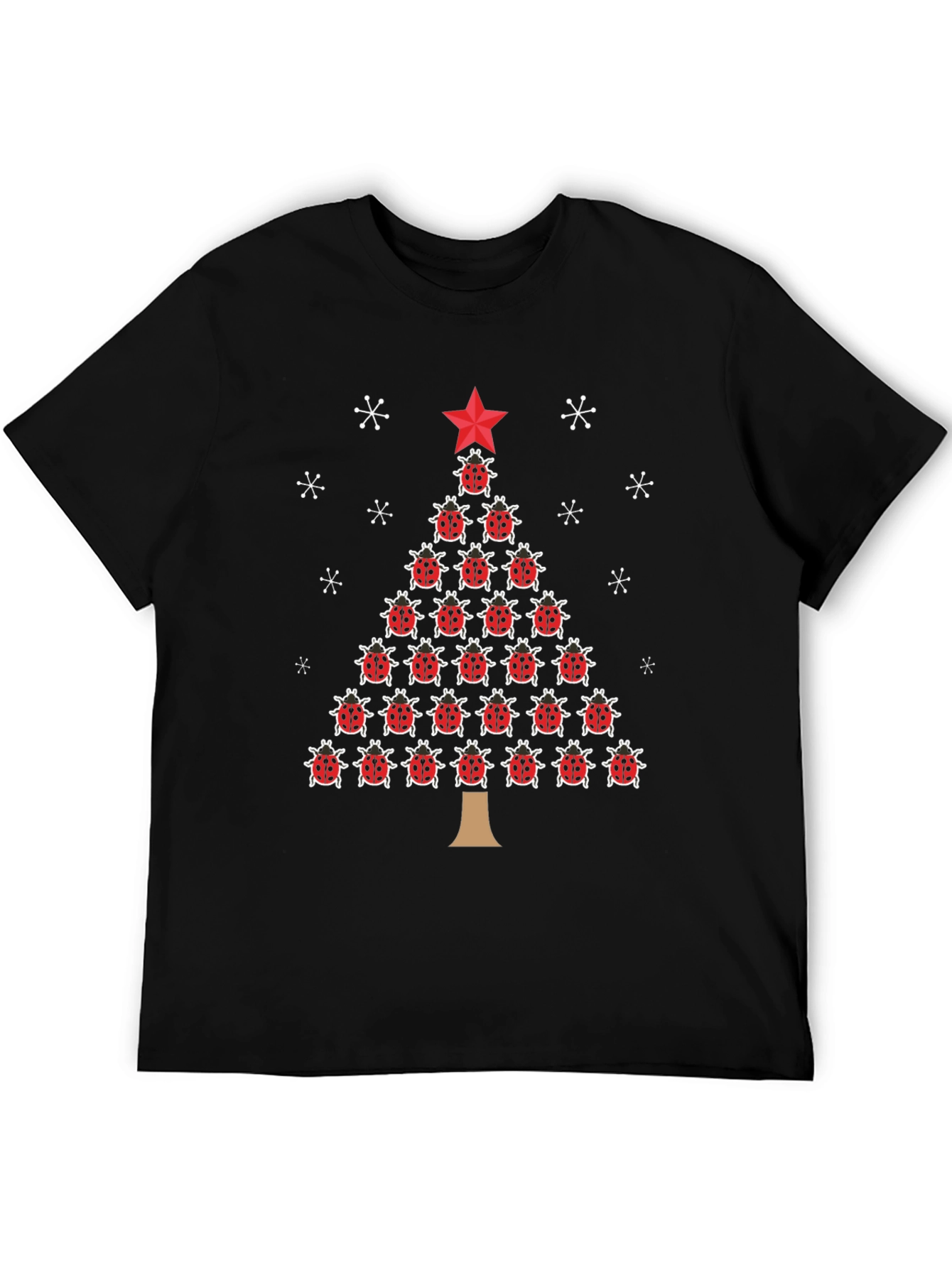 Ladybug Christmas Tree Black T-Shirt
