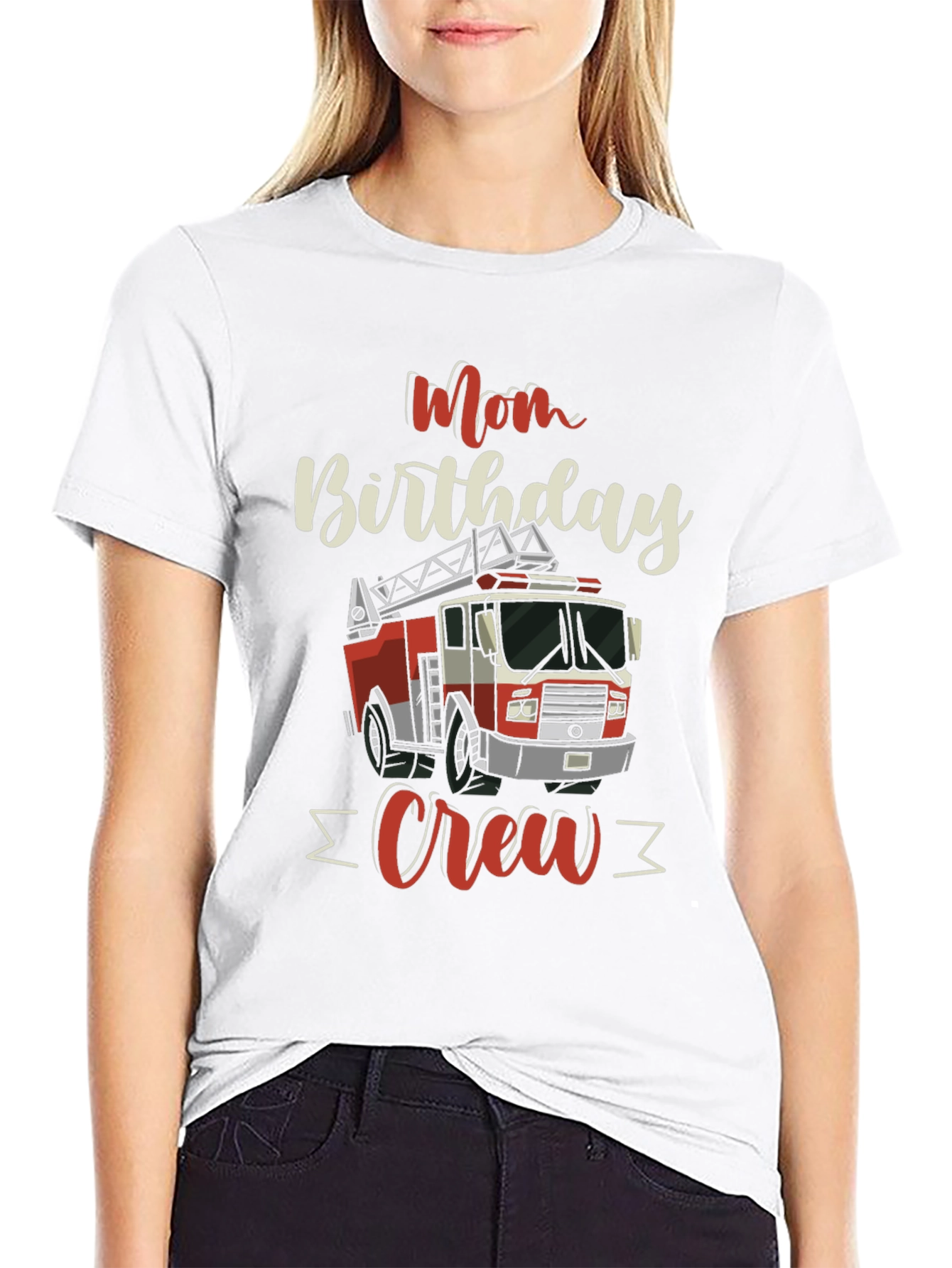 Mom Birthday Crew Firetruck T-Shirt