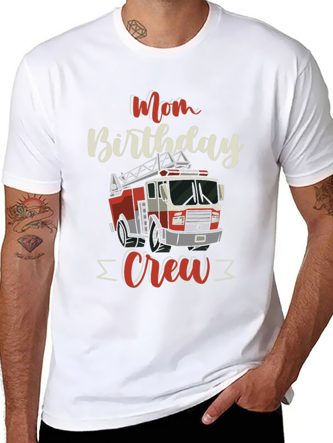 Mom Birthday Crew Firetruck T-Shirt