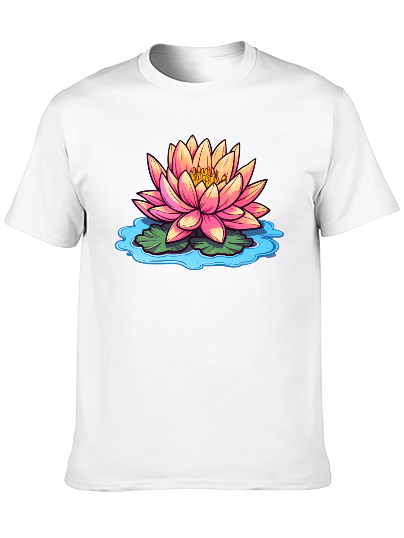 Lotus Flower Graphic Print Black T-Shirt