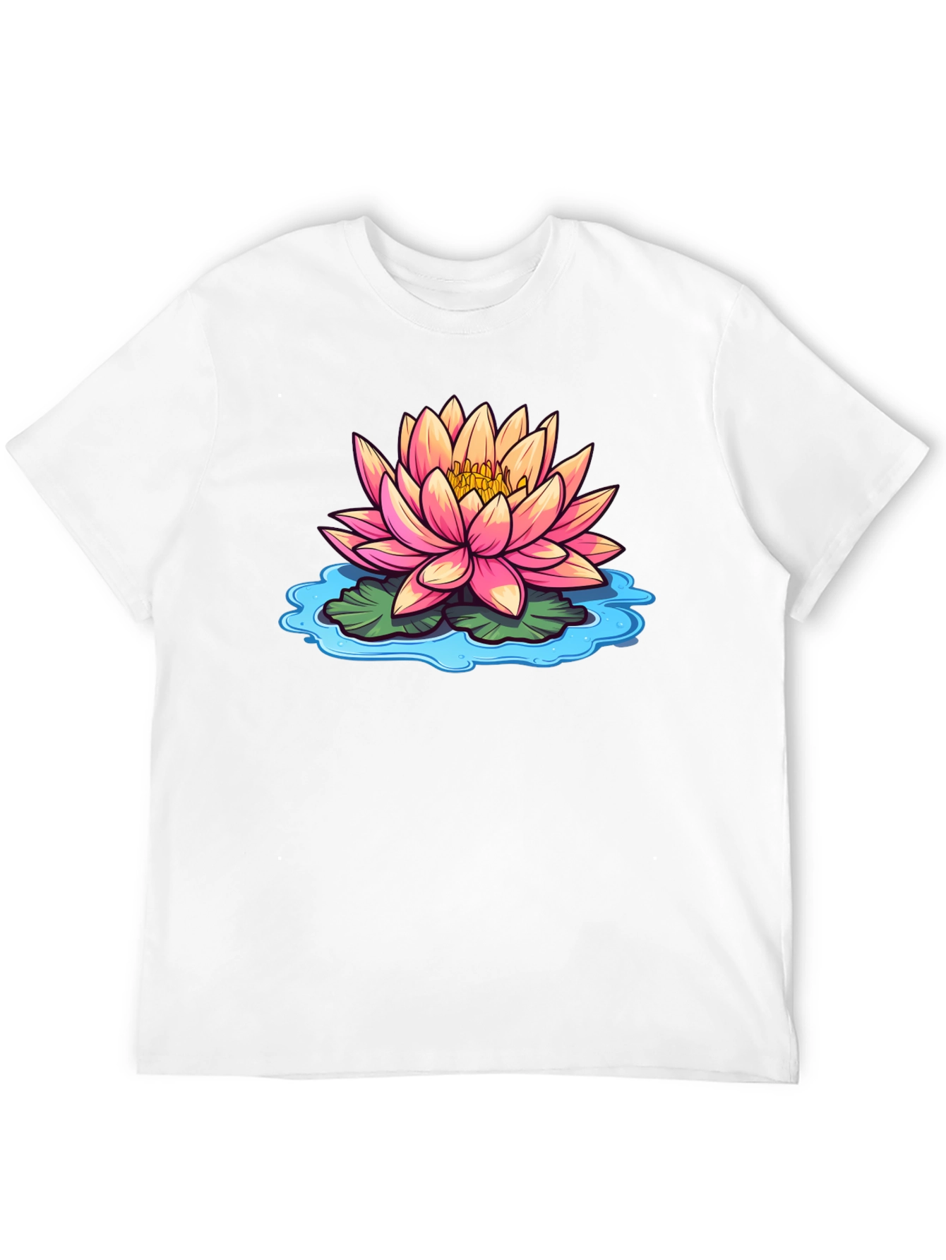 Lotus Flower Graphic Print Black T-Shirt
