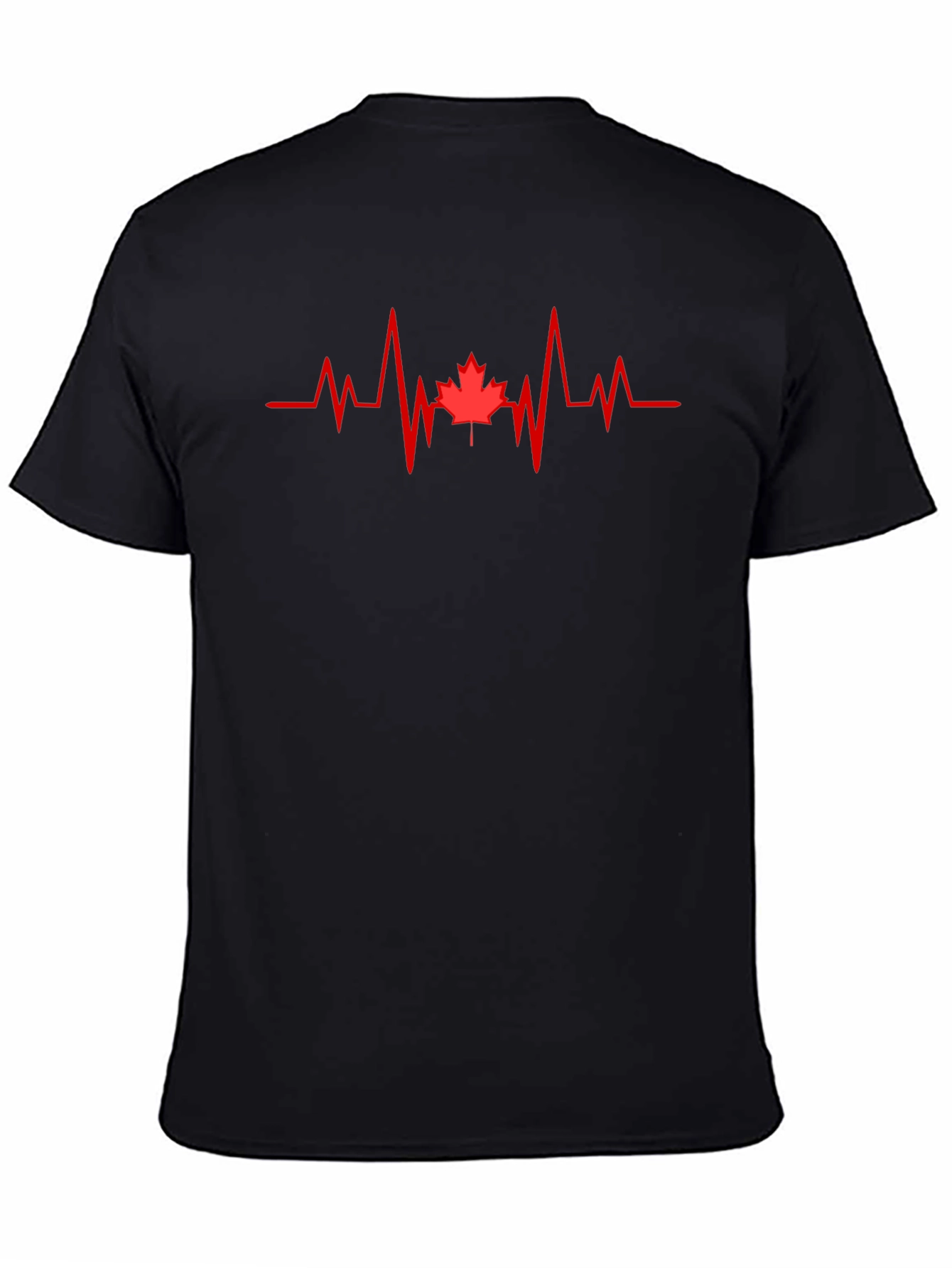 Canada Maple Leaf Heartbeat T-Shirt - Black