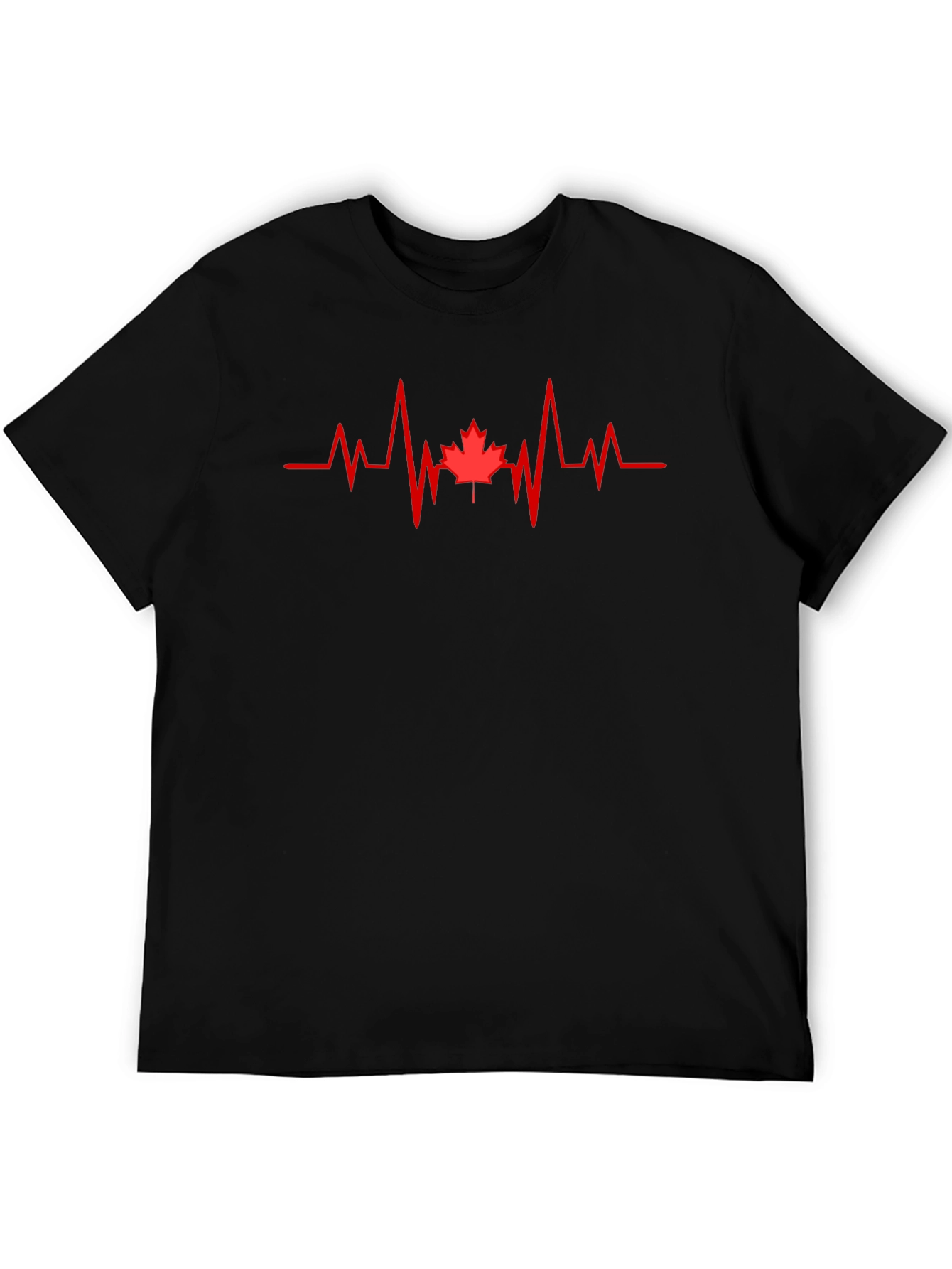 Canada Maple Leaf Heartbeat T-Shirt - Black