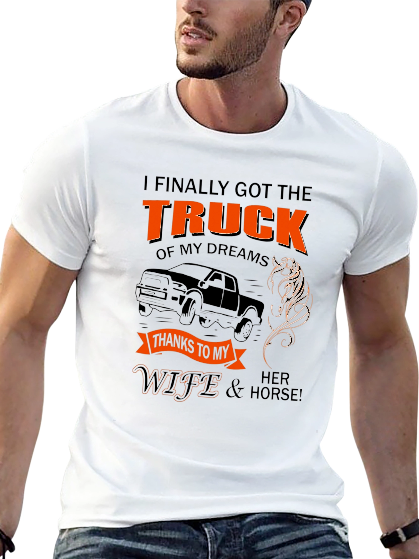 Funny Truck and Horse Lover Graphic T-Shirt