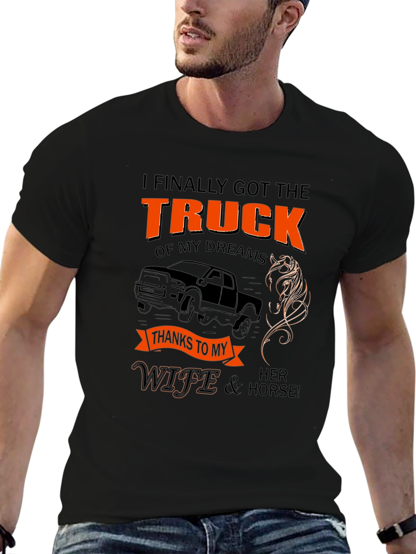 Funny Truck and Horse Lover Graphic T-Shirt