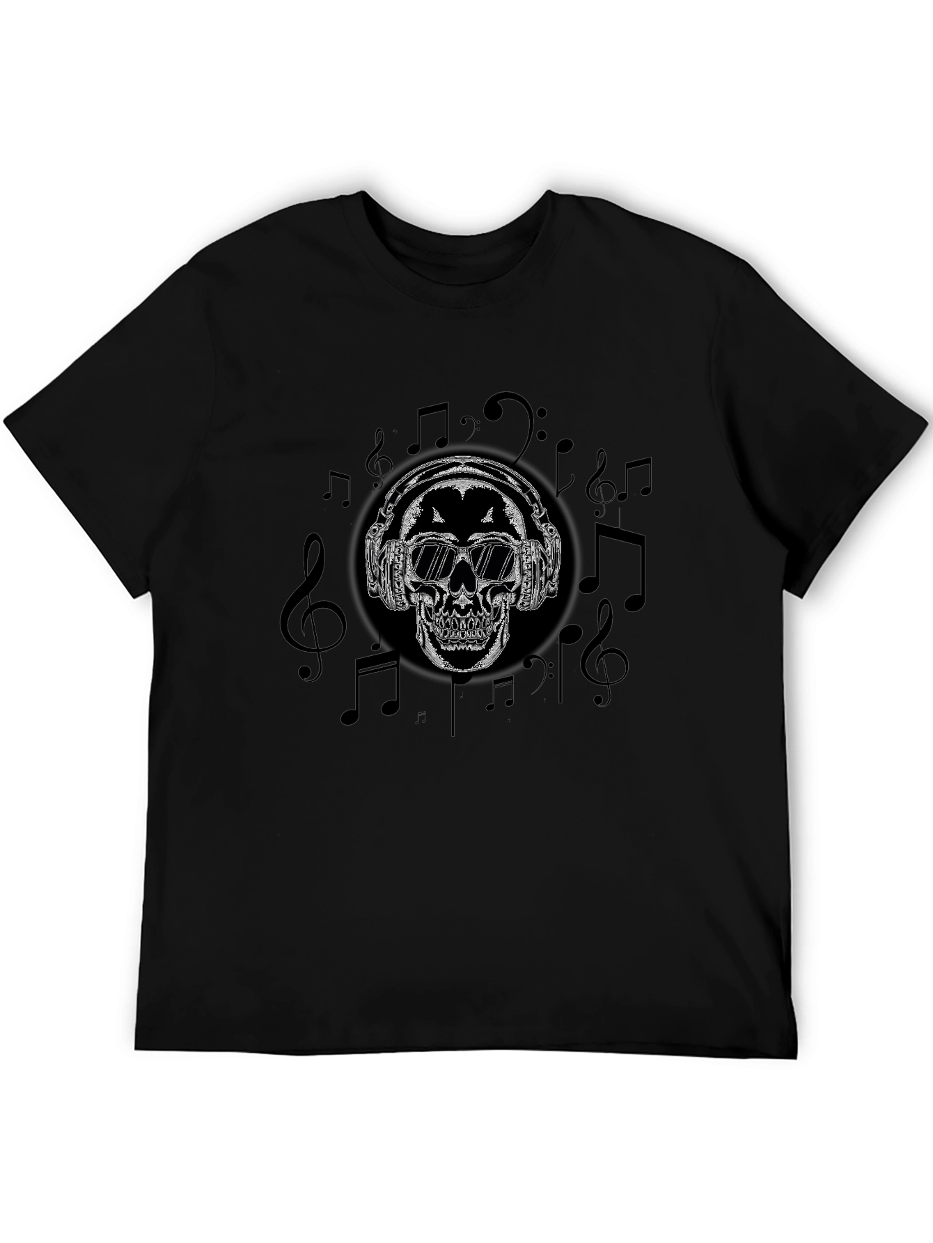 Skull Headphones Graphic T-Shirt - Black