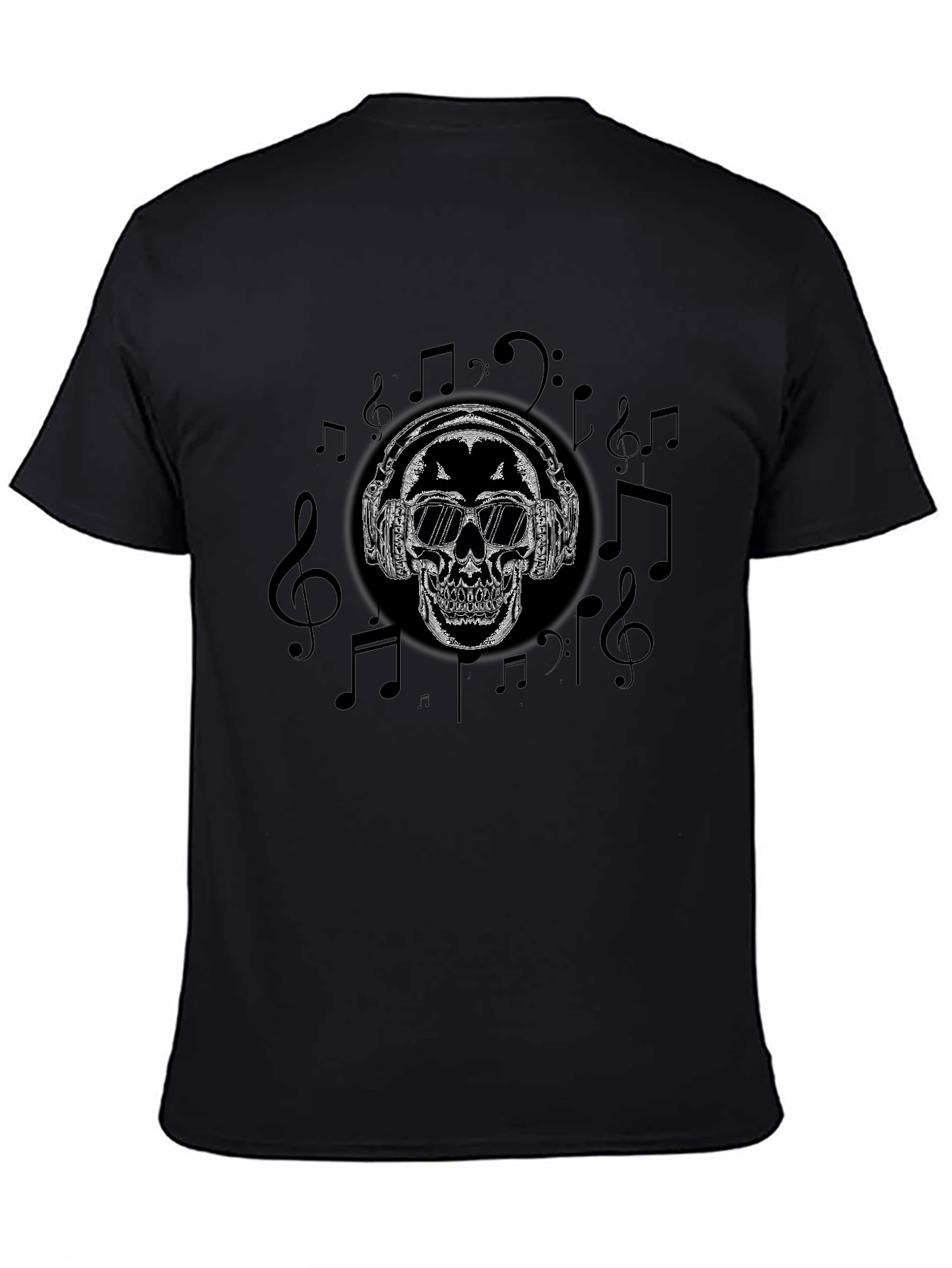 Skull Headphones Graphic T-Shirt - Black