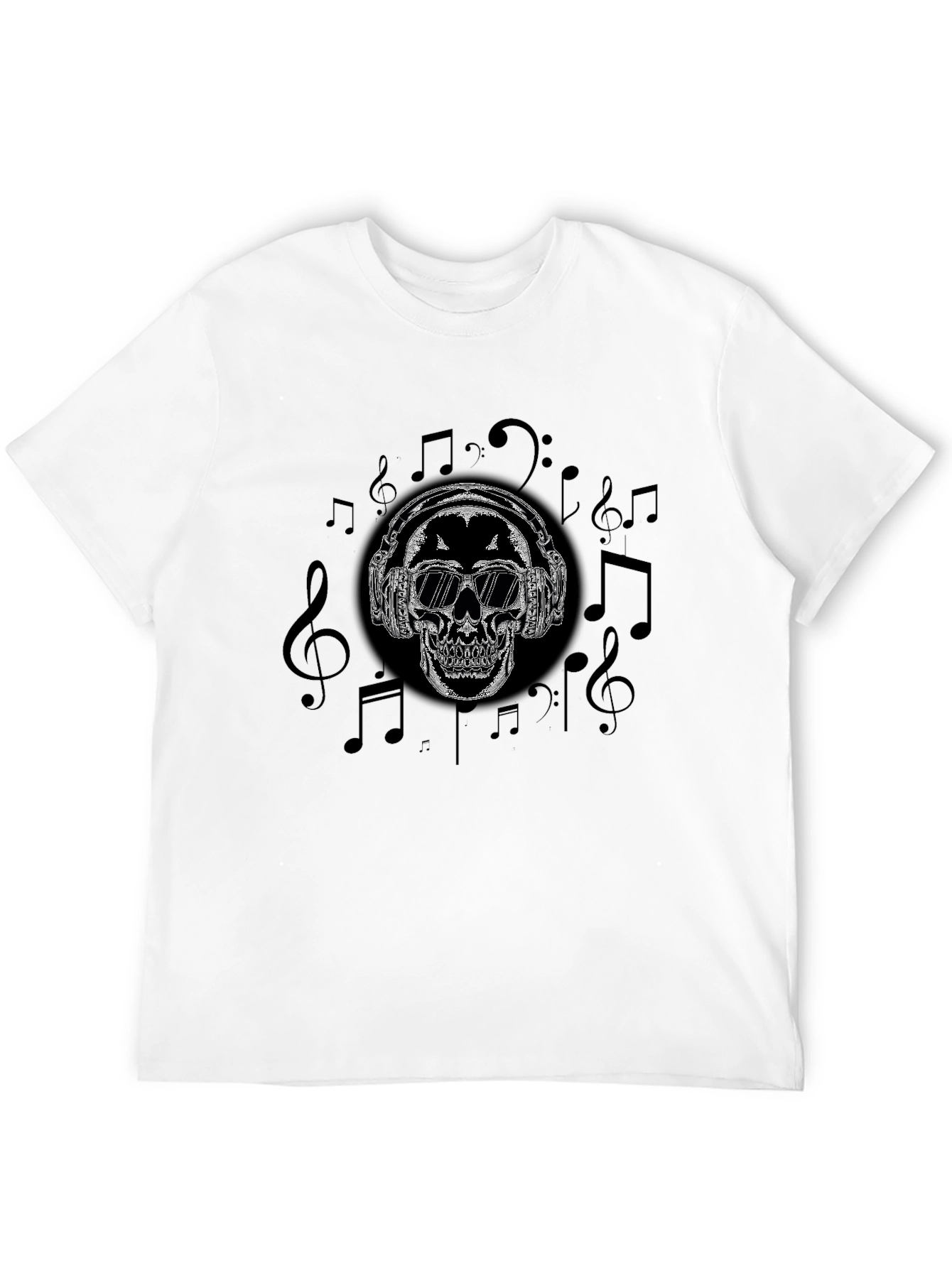Skull Headphones Graphic T-Shirt - Black