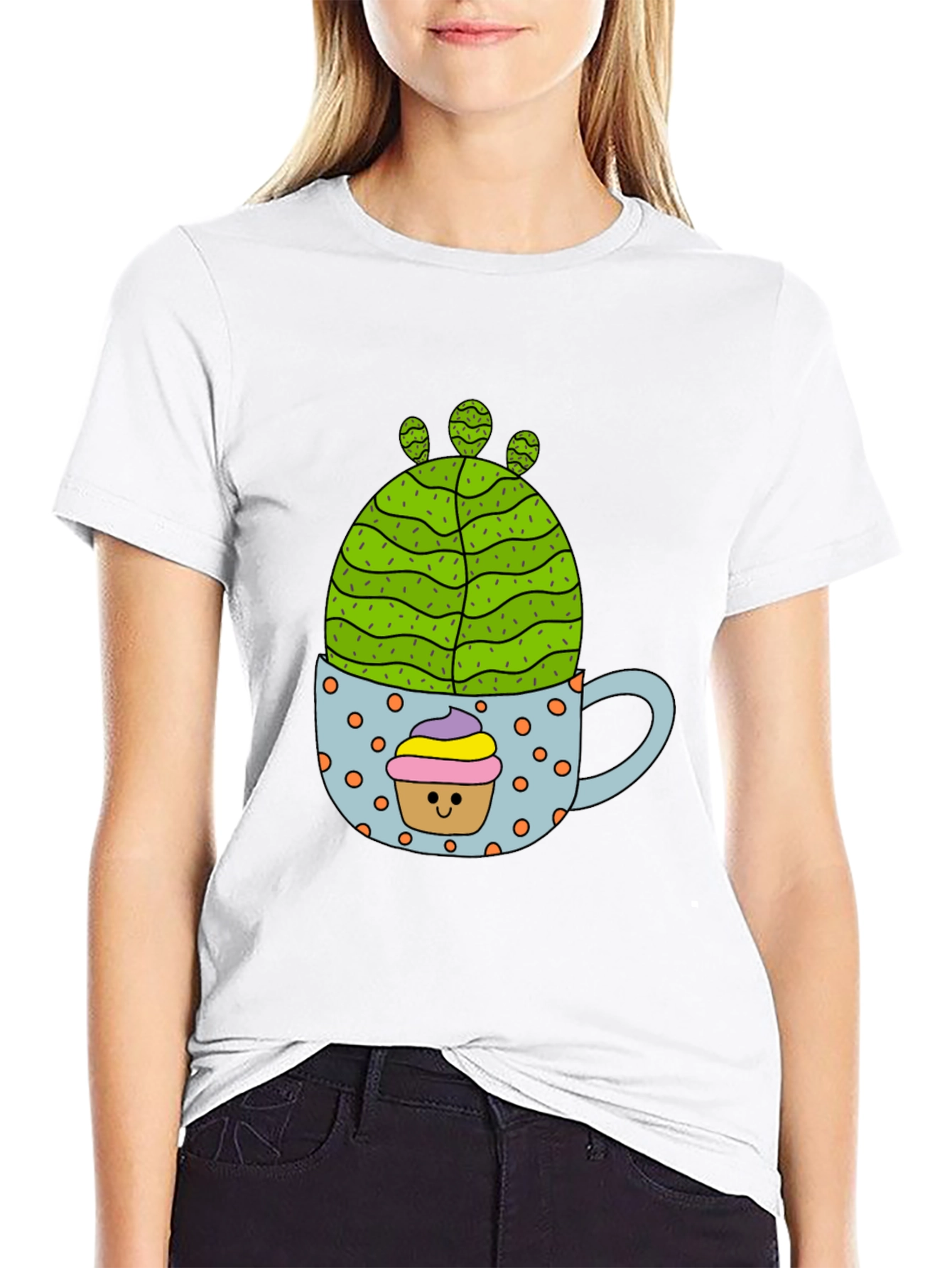 Cactus Cupcake Graphic Tee - Fun Novelty T-Shirt
