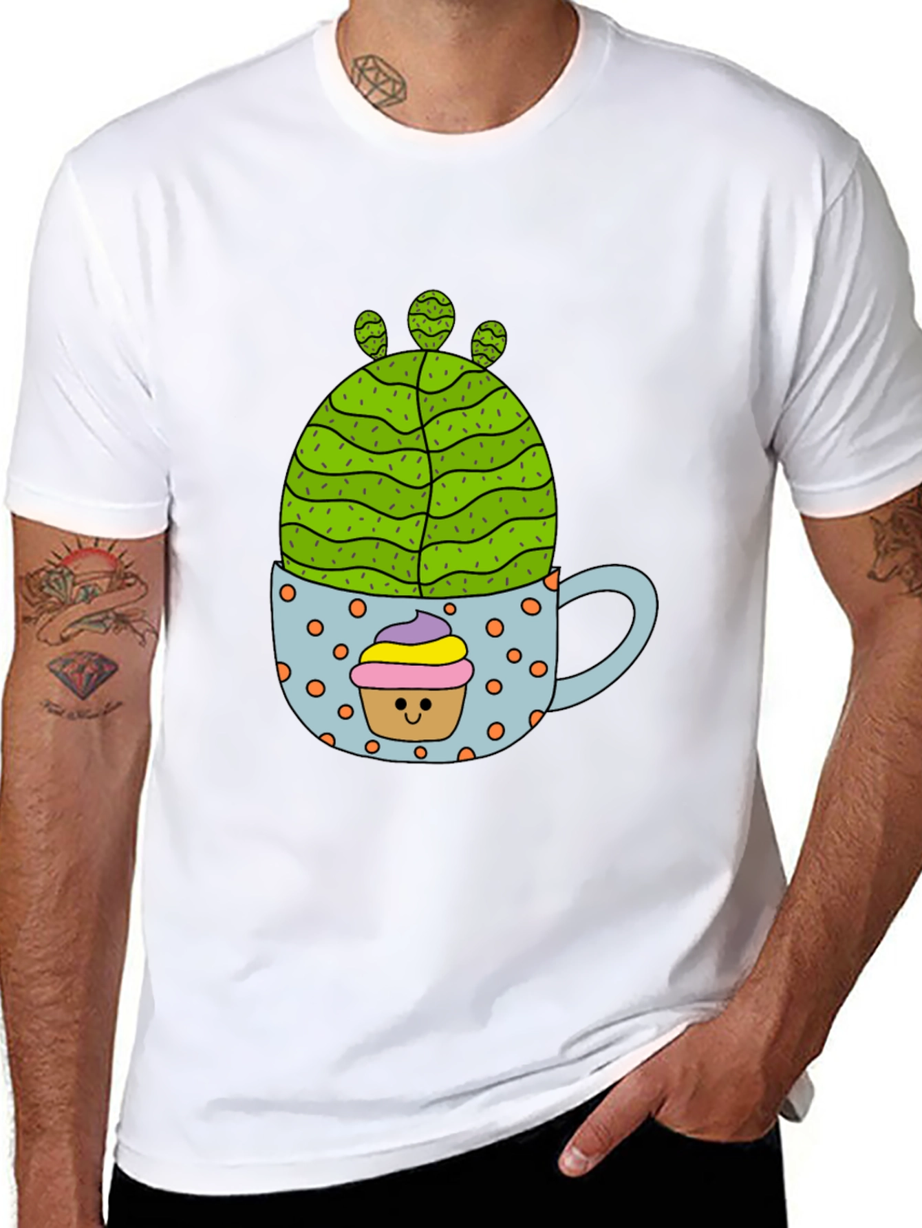 Cactus Cupcake Graphic Tee - Fun Novelty T-Shirt