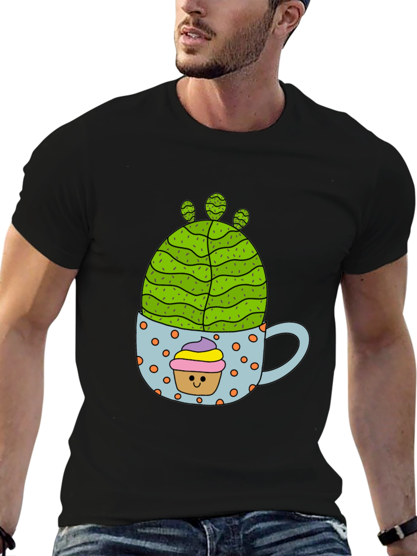 Cactus Cupcake Graphic Tee - Fun Novelty T-Shirt