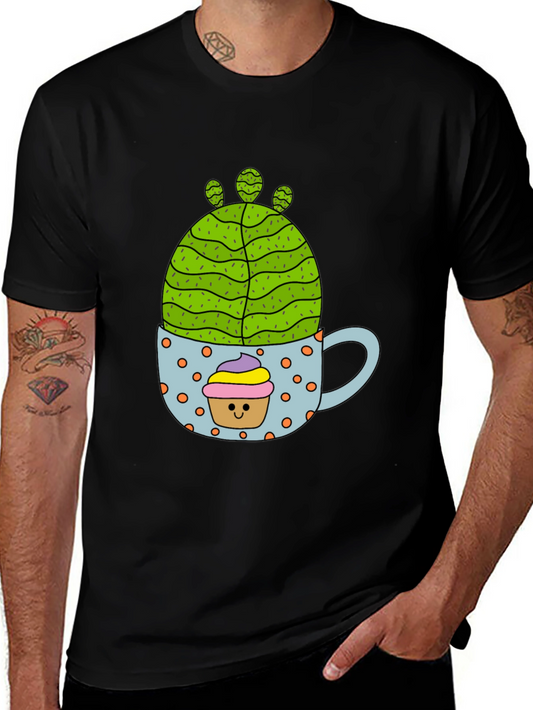 Cactus Cupcake Graphic Tee - Fun Novelty T-Shirt