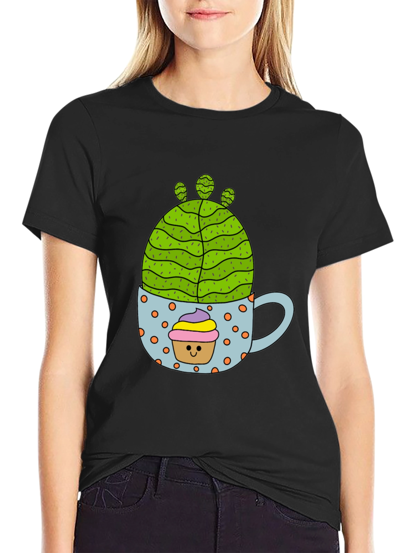 Cactus Cupcake Graphic Tee - Fun Novelty T-Shirt