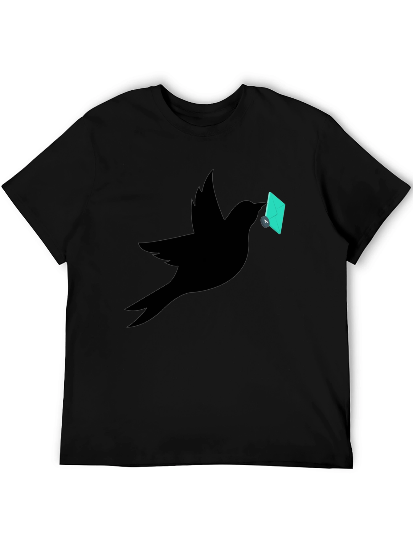 Bird with Envelope Graphic Tee - Black