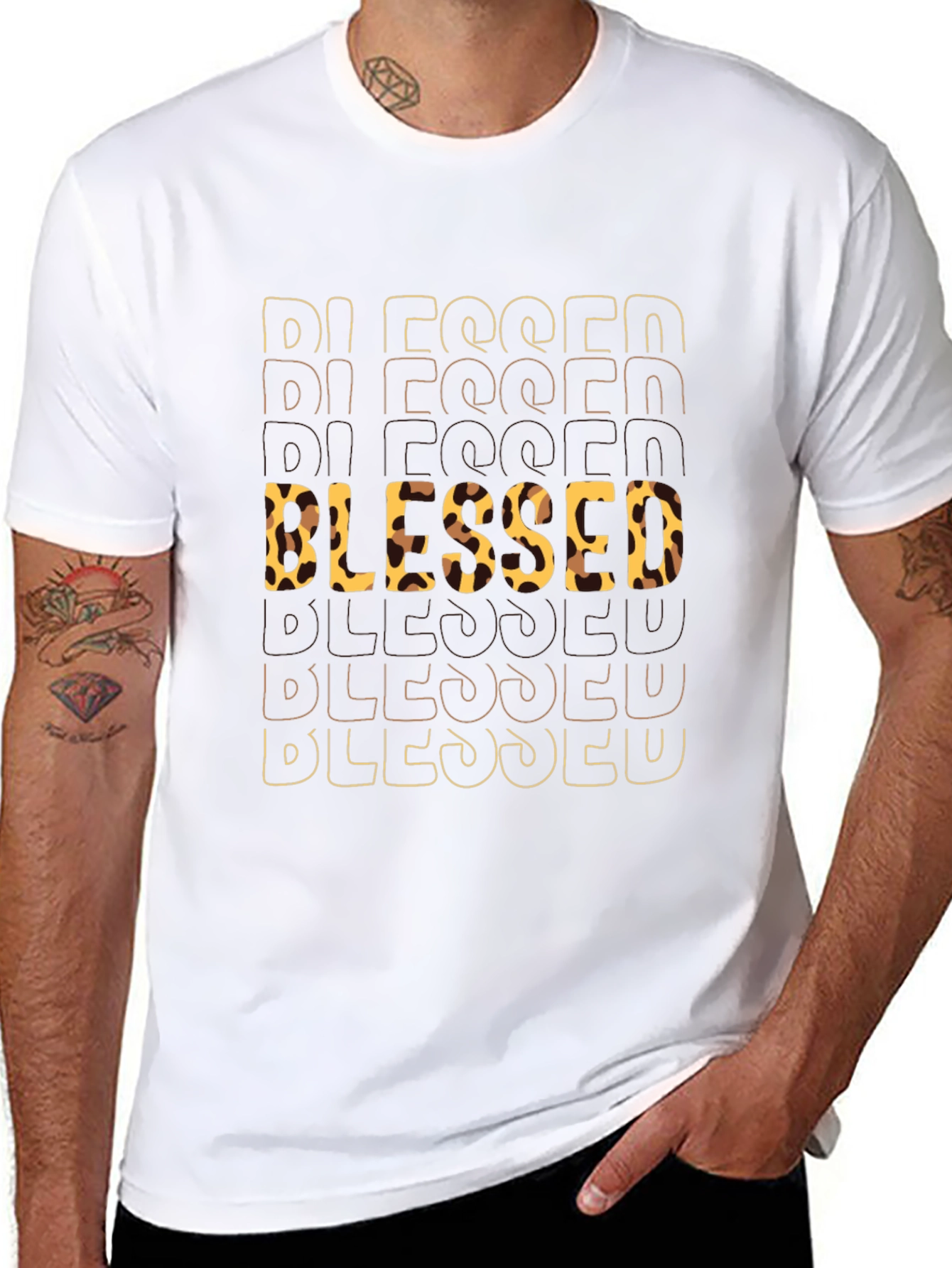Blessed Leopard Print T-Shirt - Stylish Graphic Tee