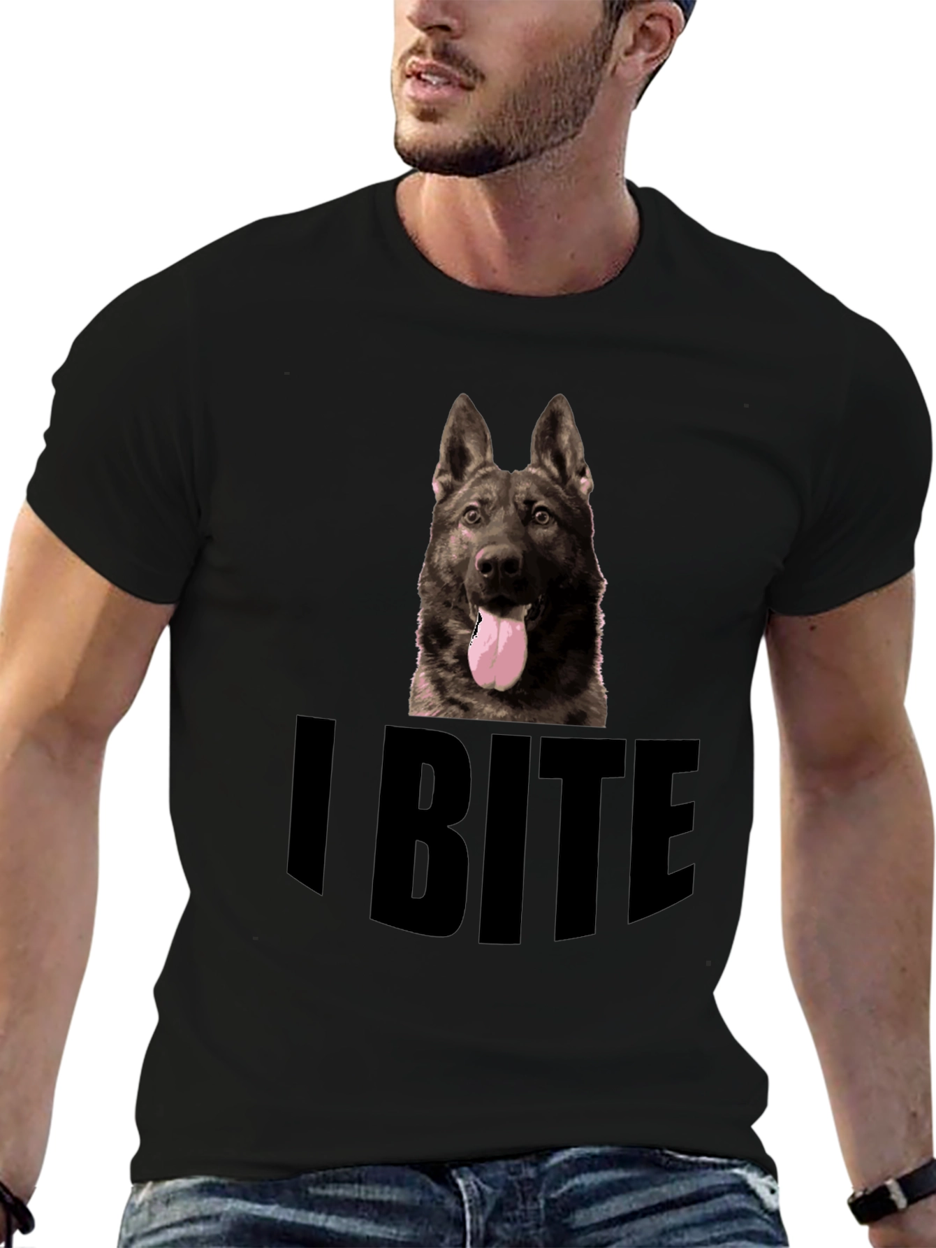 I Bite Dog Graphic Tee - Black