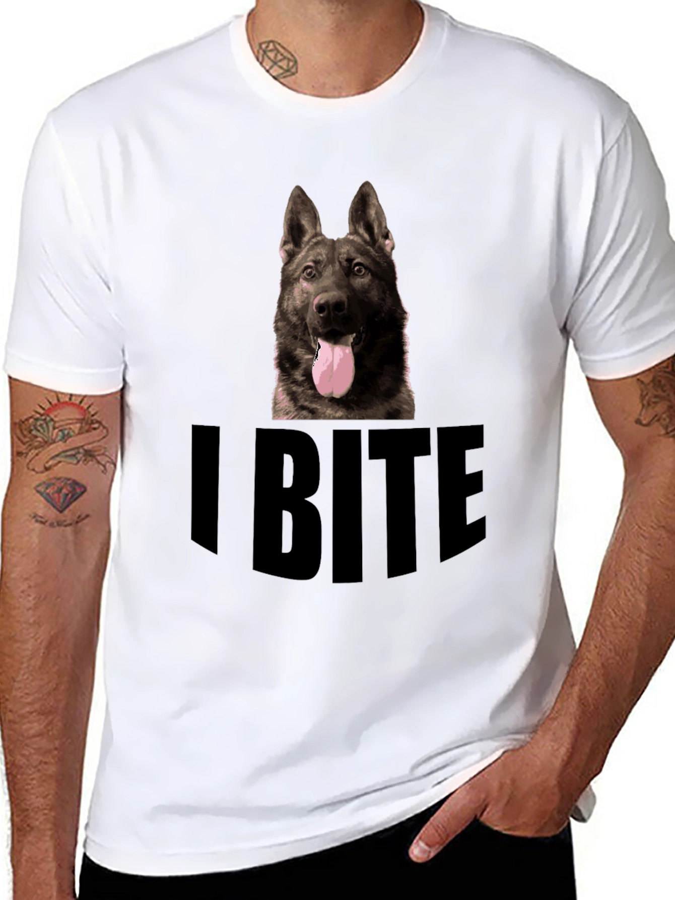 I Bite Dog Graphic Tee - Black