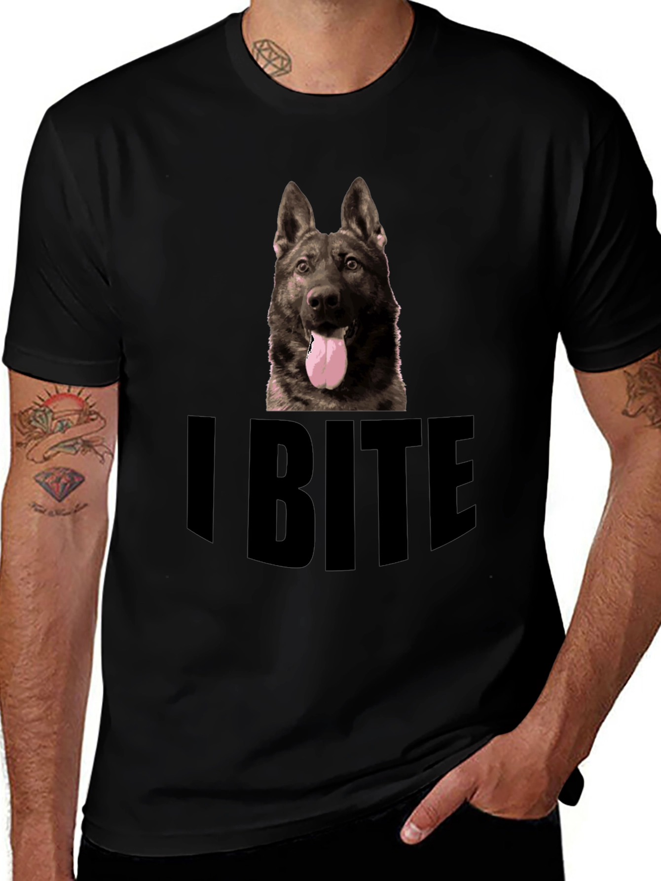 I Bite Dog Graphic Tee - Black