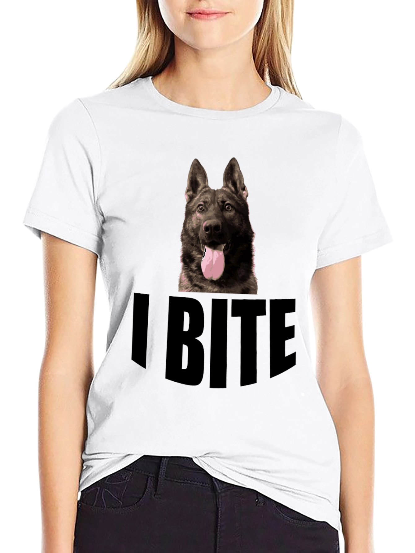 I Bite Dog Graphic Tee - Black