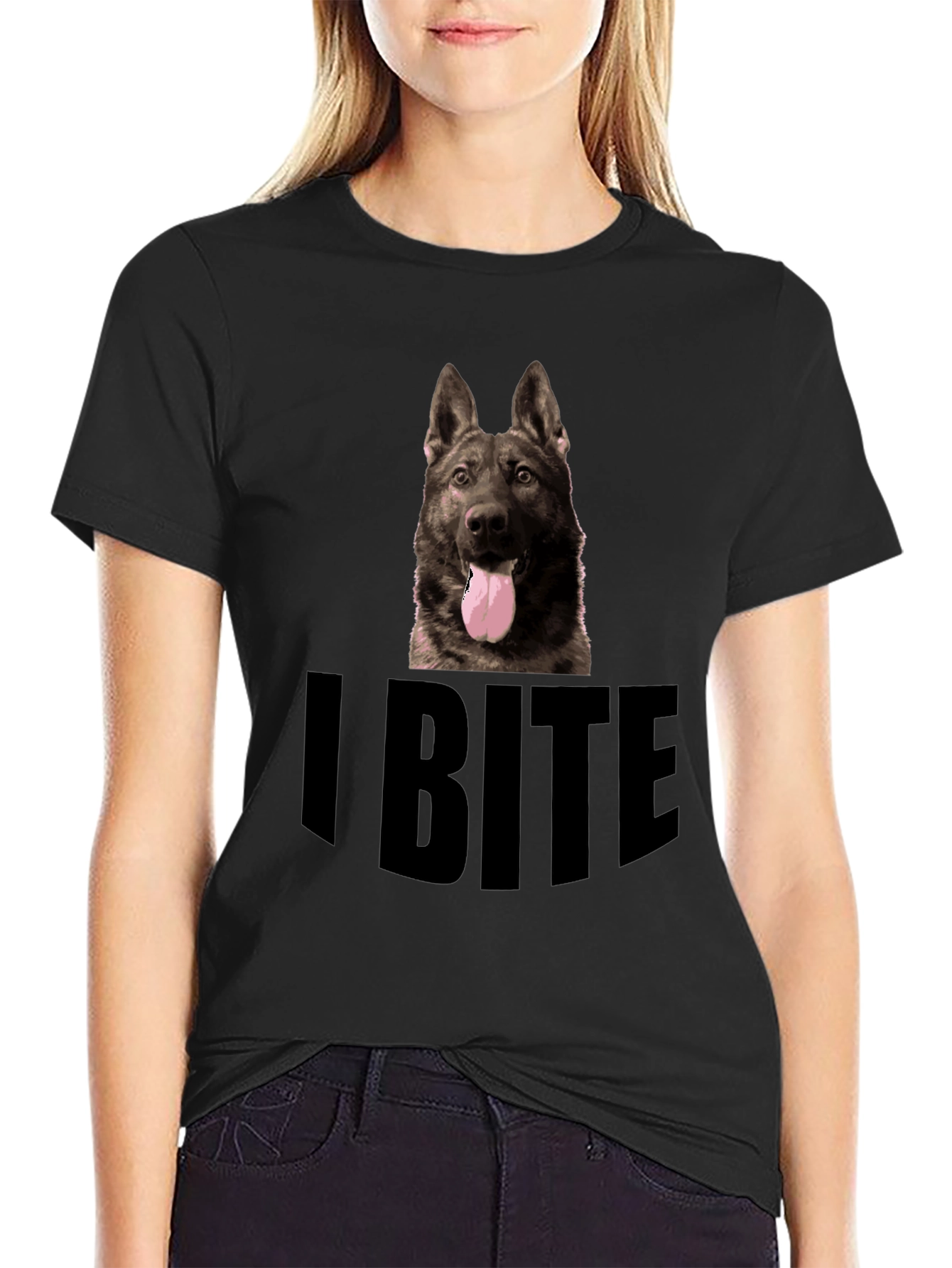 I Bite Dog Graphic Tee - Black
