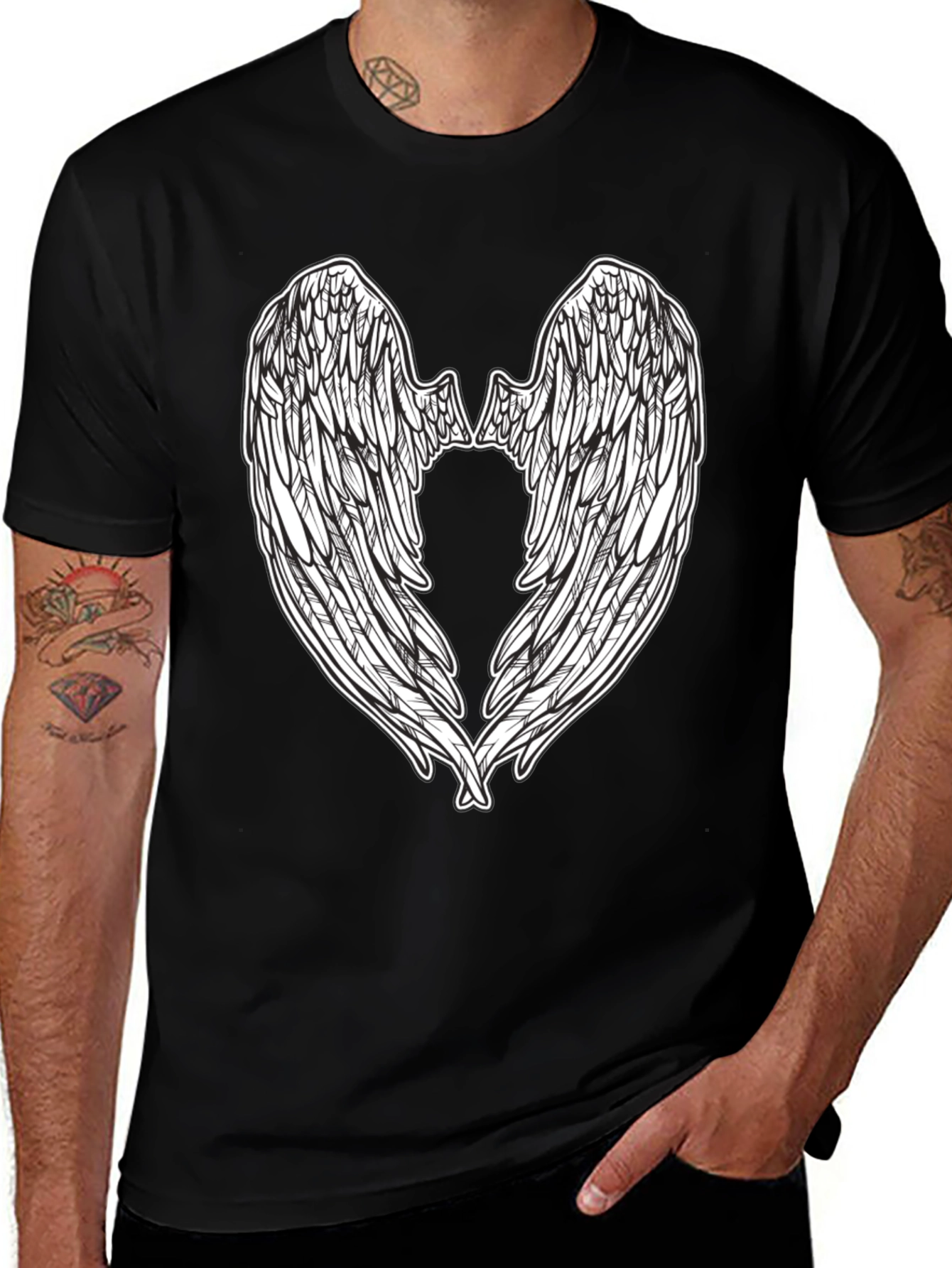 Angel Wing Graphic Tee - Black