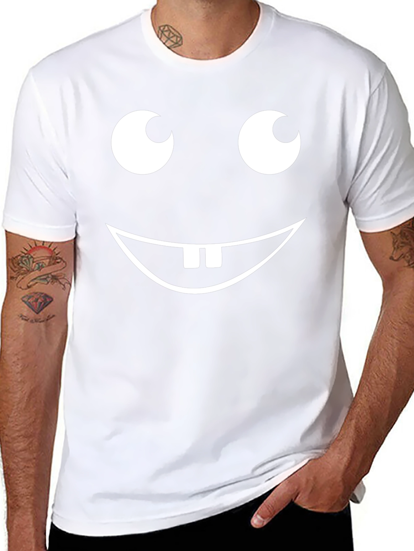 Funny Face Graphic Tee - Black Cotton T-Shirt