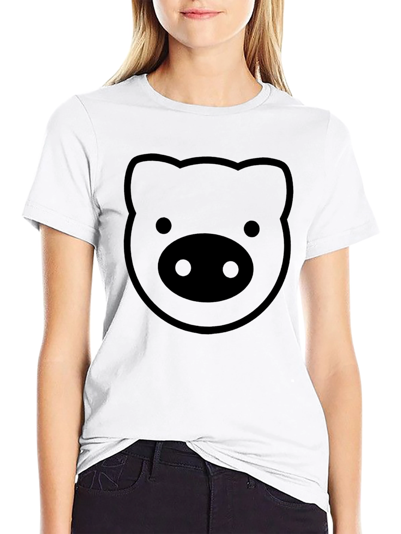 Pig Face Graphic T-Shirt - Black