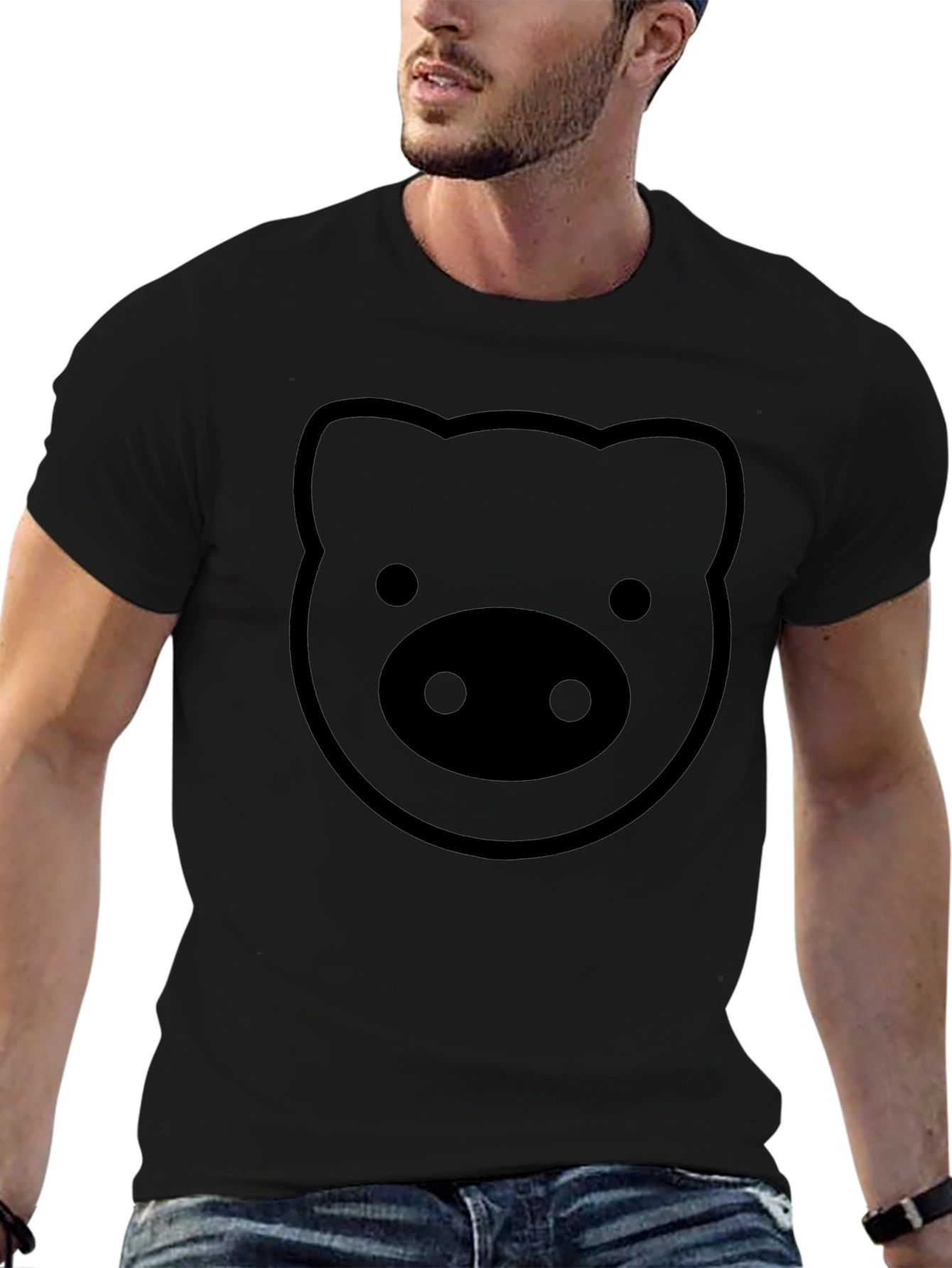 Pig Face Graphic T-Shirt - Black