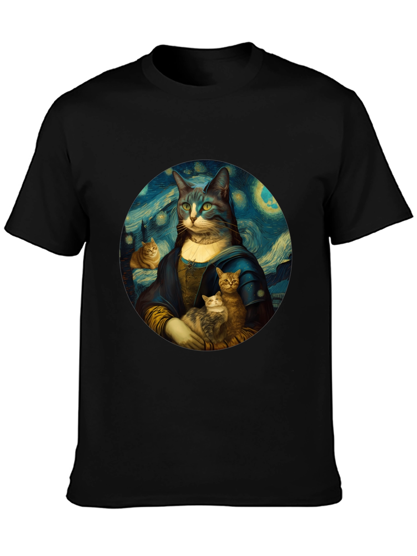 Cat Mona Lisa T-Shirt - Artistic Graphic Tee