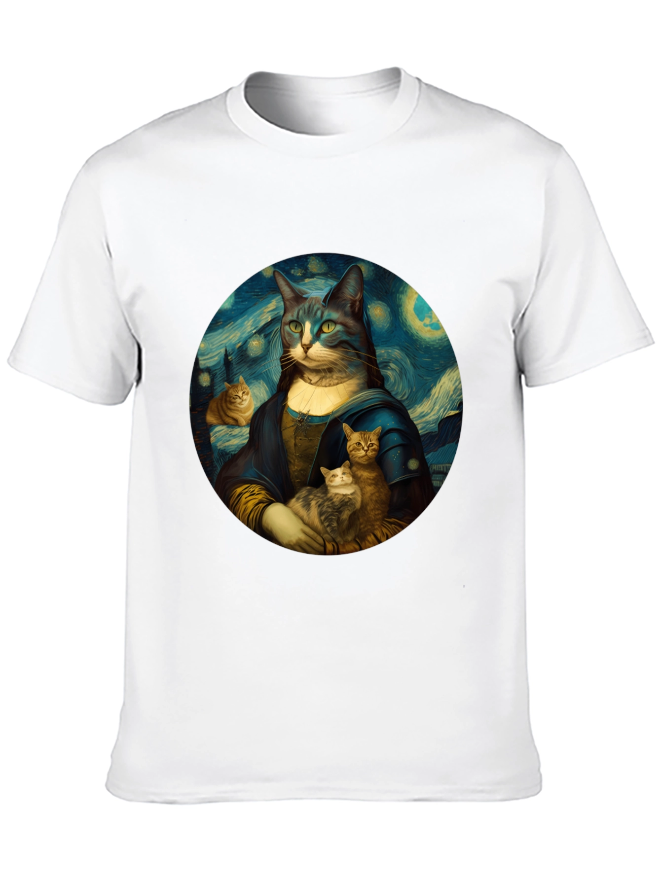 Cat Mona Lisa T-Shirt - Artistic Graphic Tee