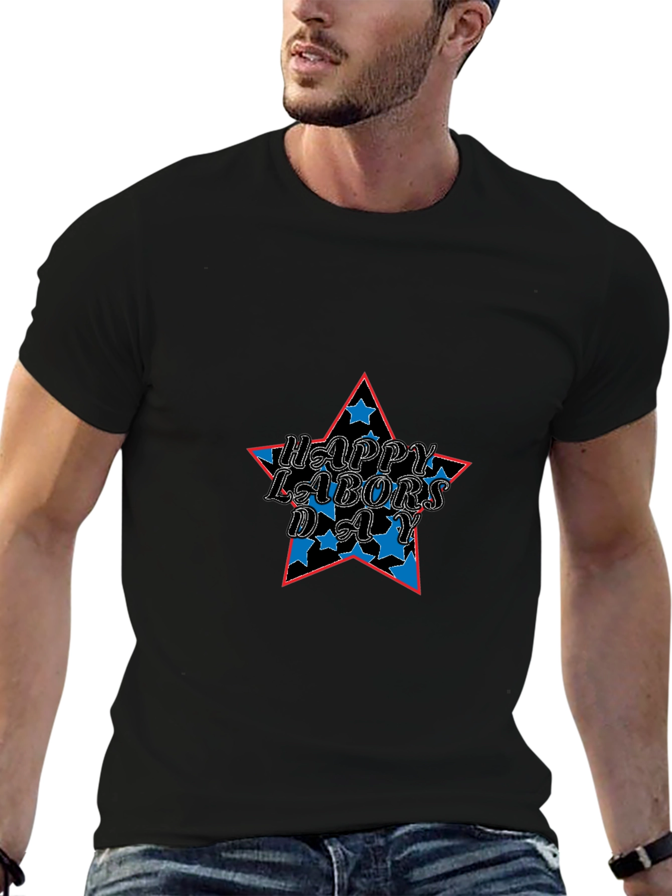 Happy Labors Day Star Black T-Shirt