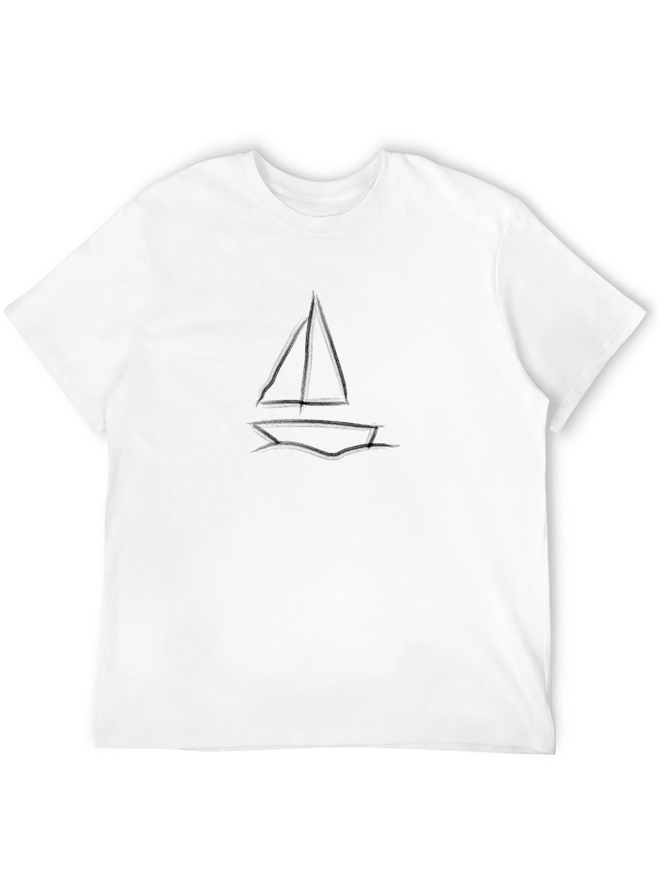 Simple Sailboat Graphic Black T-Shirt