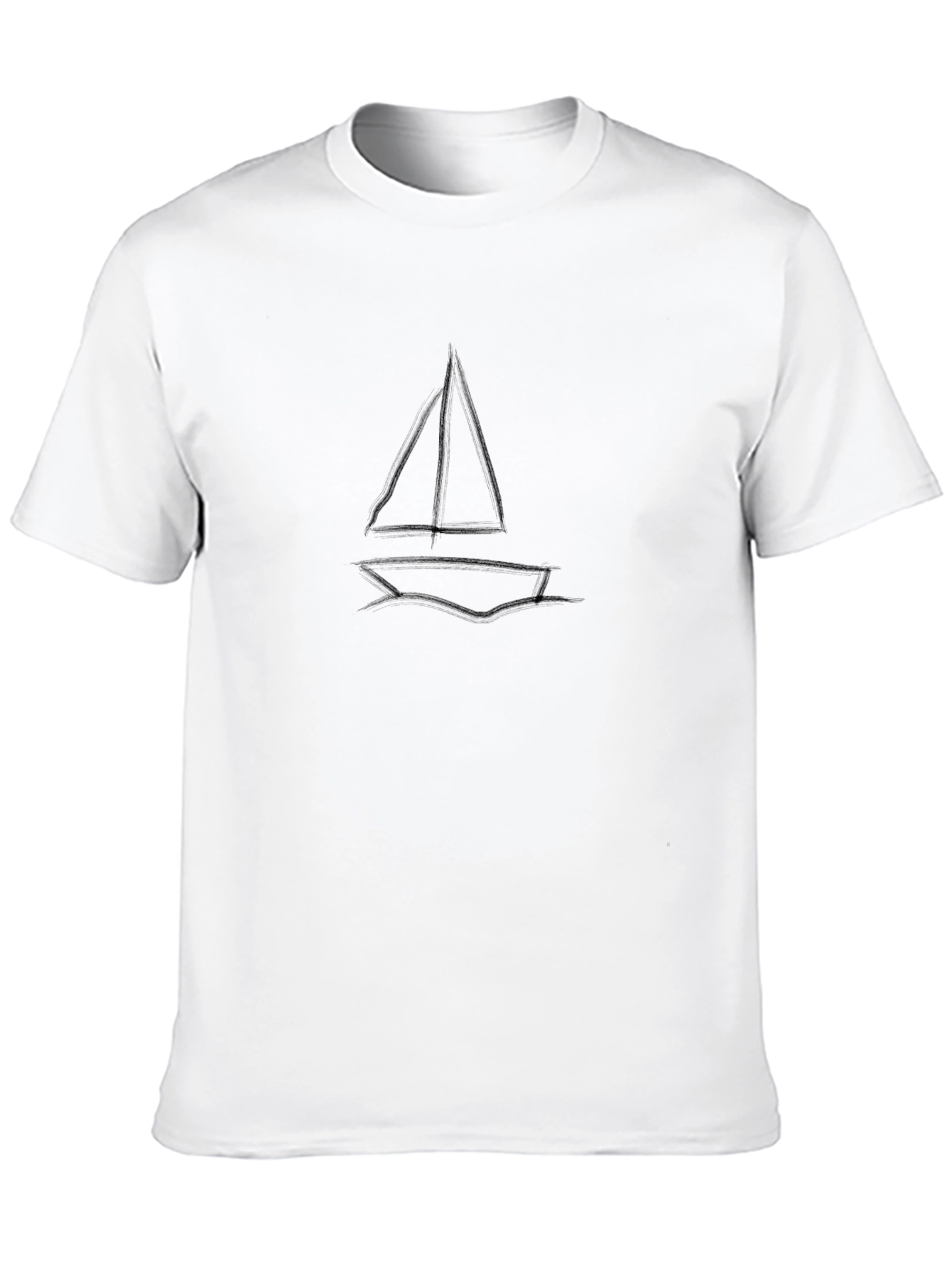 Simple Sailboat Graphic Black T-Shirt