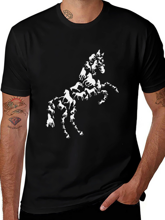 Horse Silhouette Graphic Tee - Black Cotton