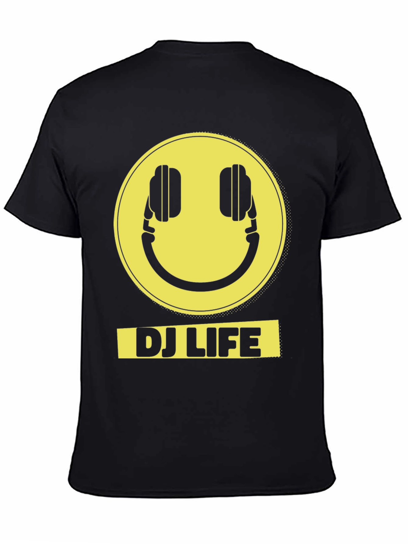 DJ Life Smiley Face Graphic Tee - Black