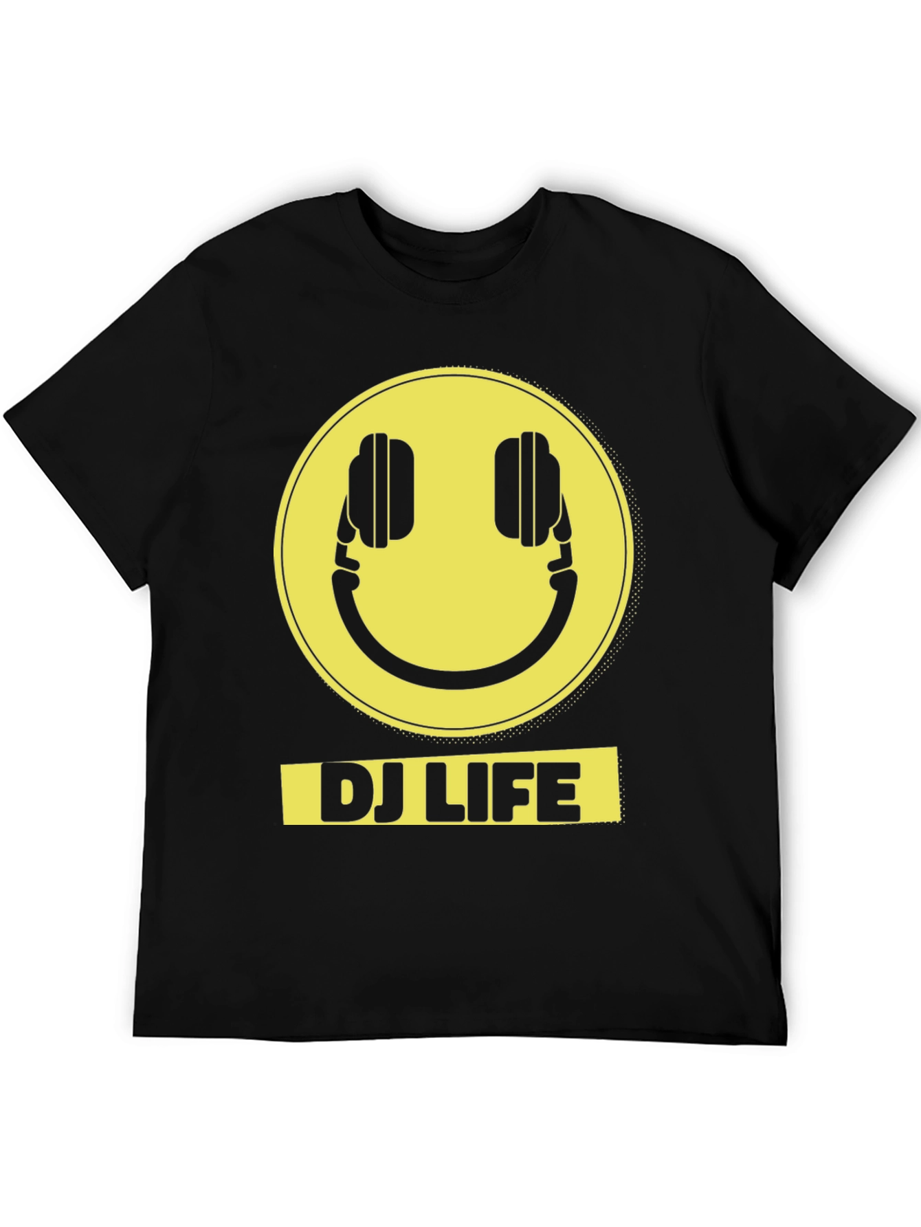DJ Life Smiley Face Graphic Tee - Black