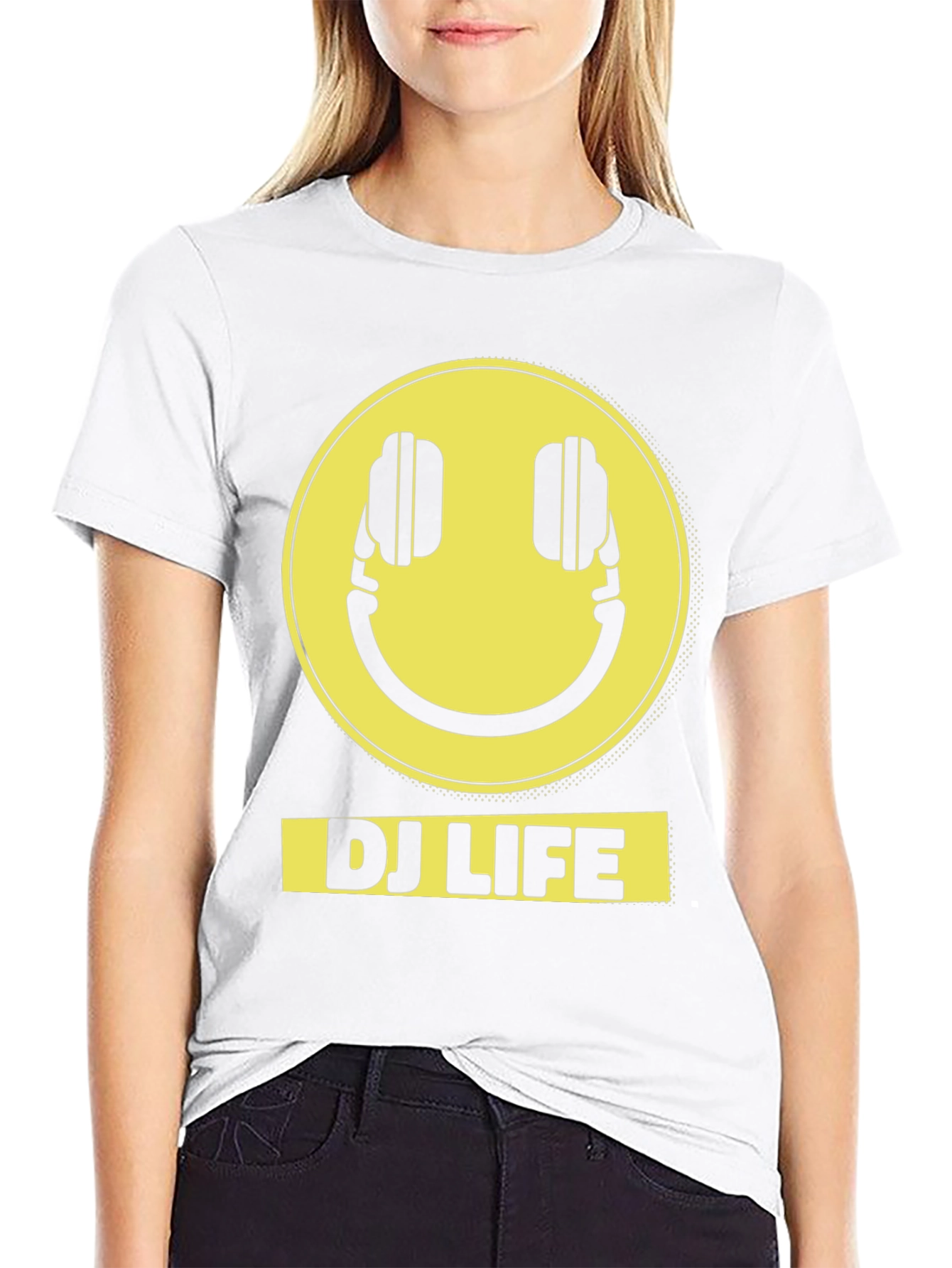 DJ Life Smiley Face Graphic Tee - Black