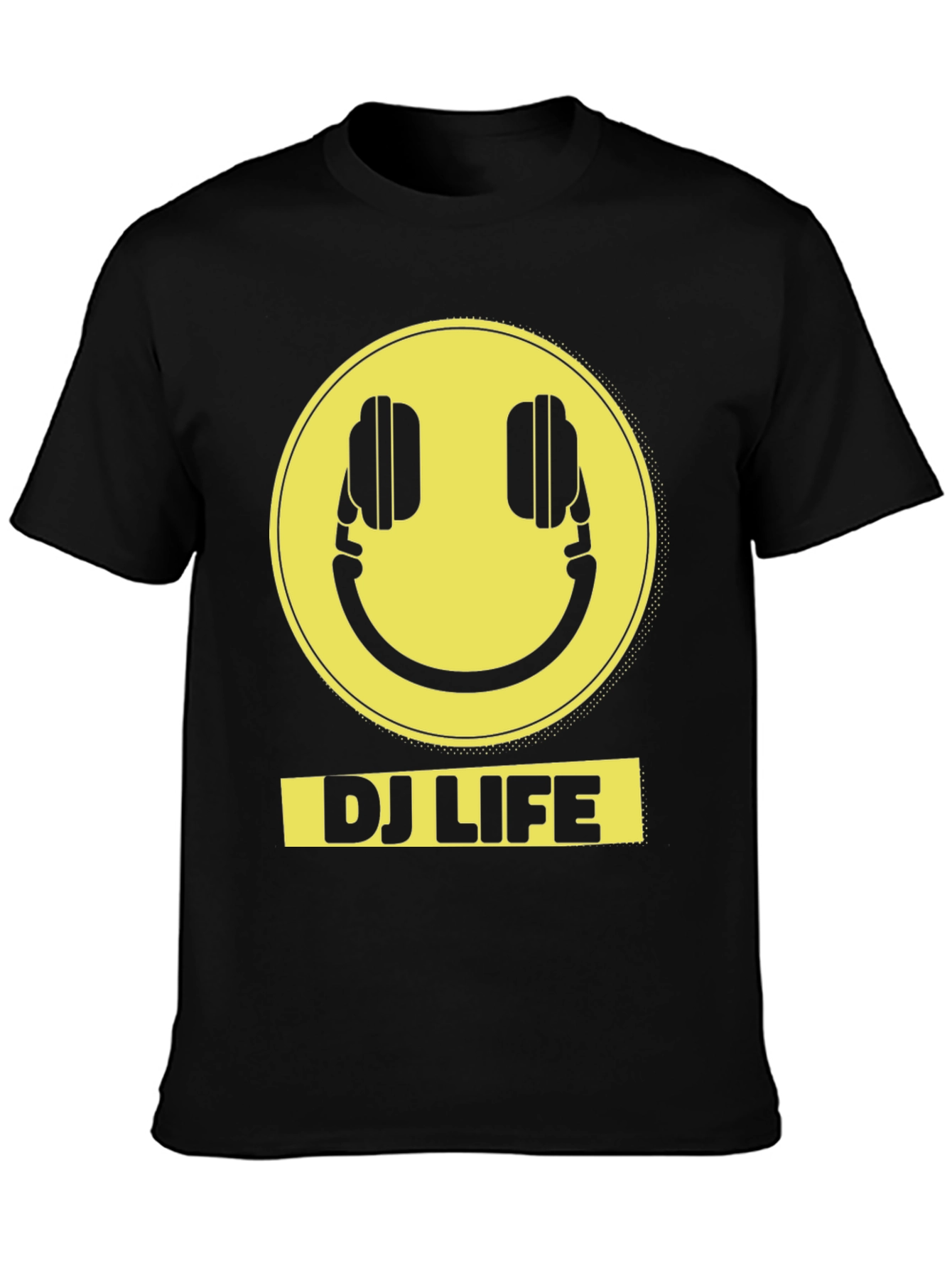 DJ Life Smiley Face Graphic Tee - Black