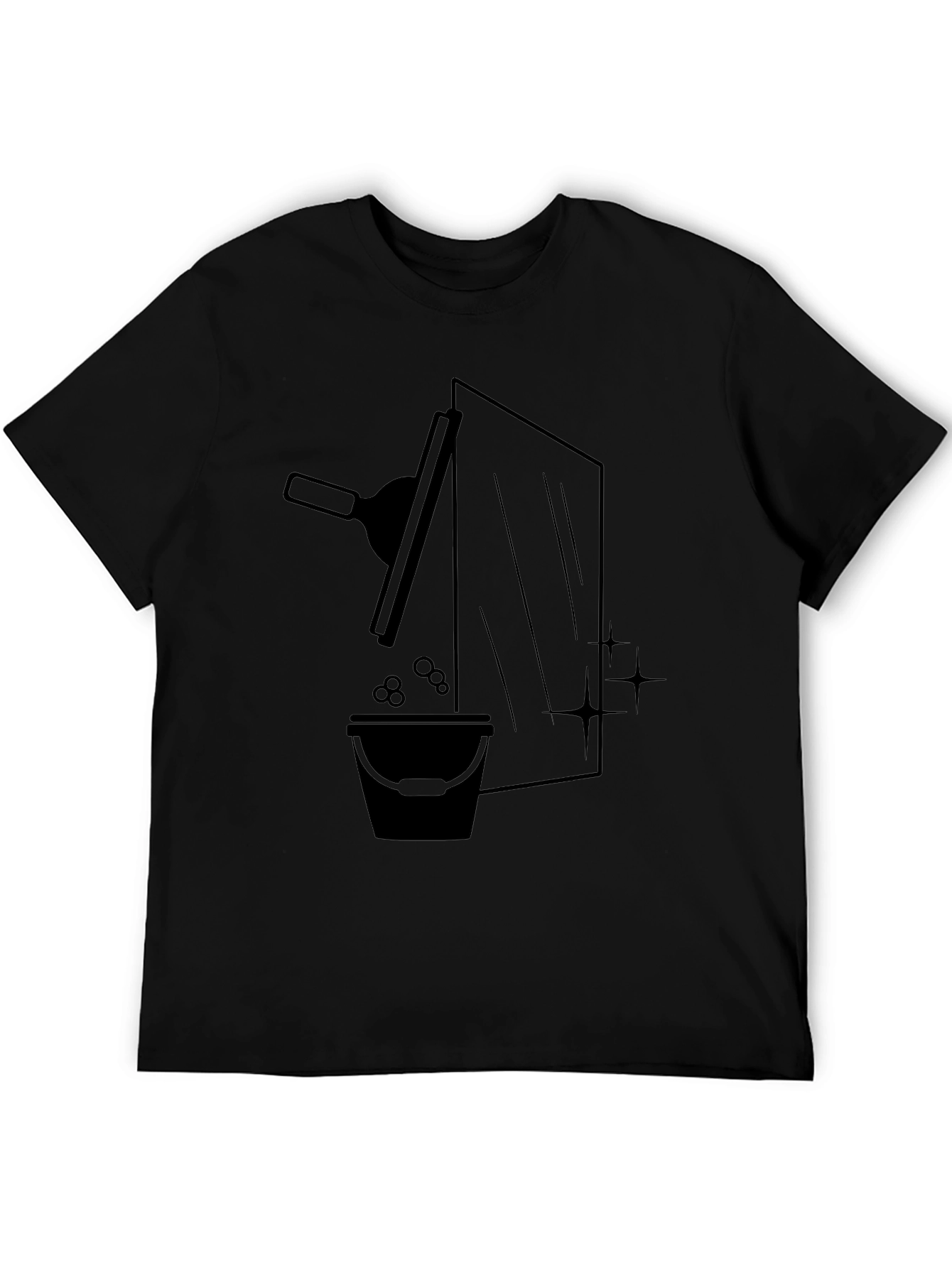 Window Washer Graphic Tee - Black Crew Neck T-Shirt