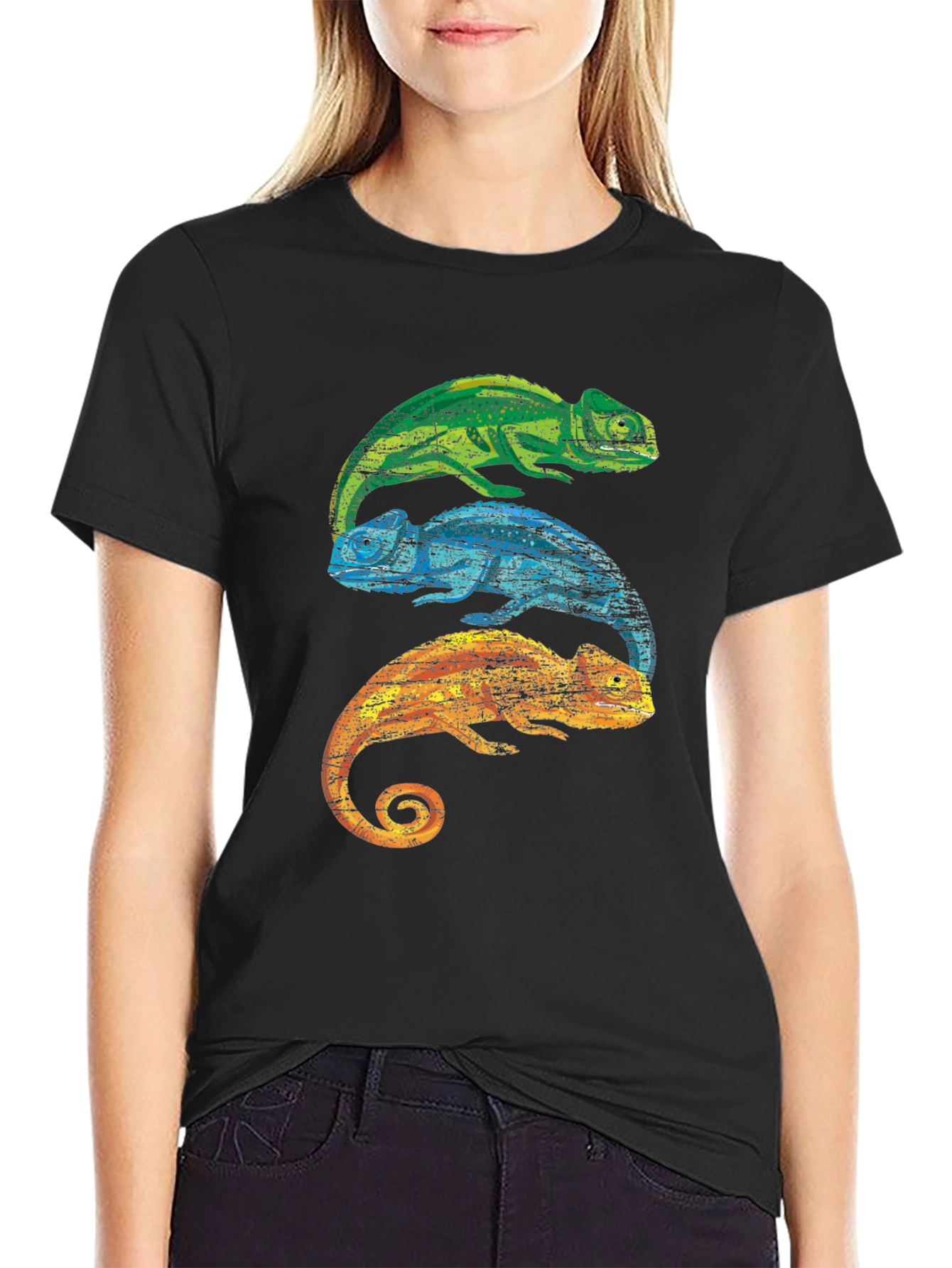Chameleon Stack Graphic Tee - Cool Lizard Shirt