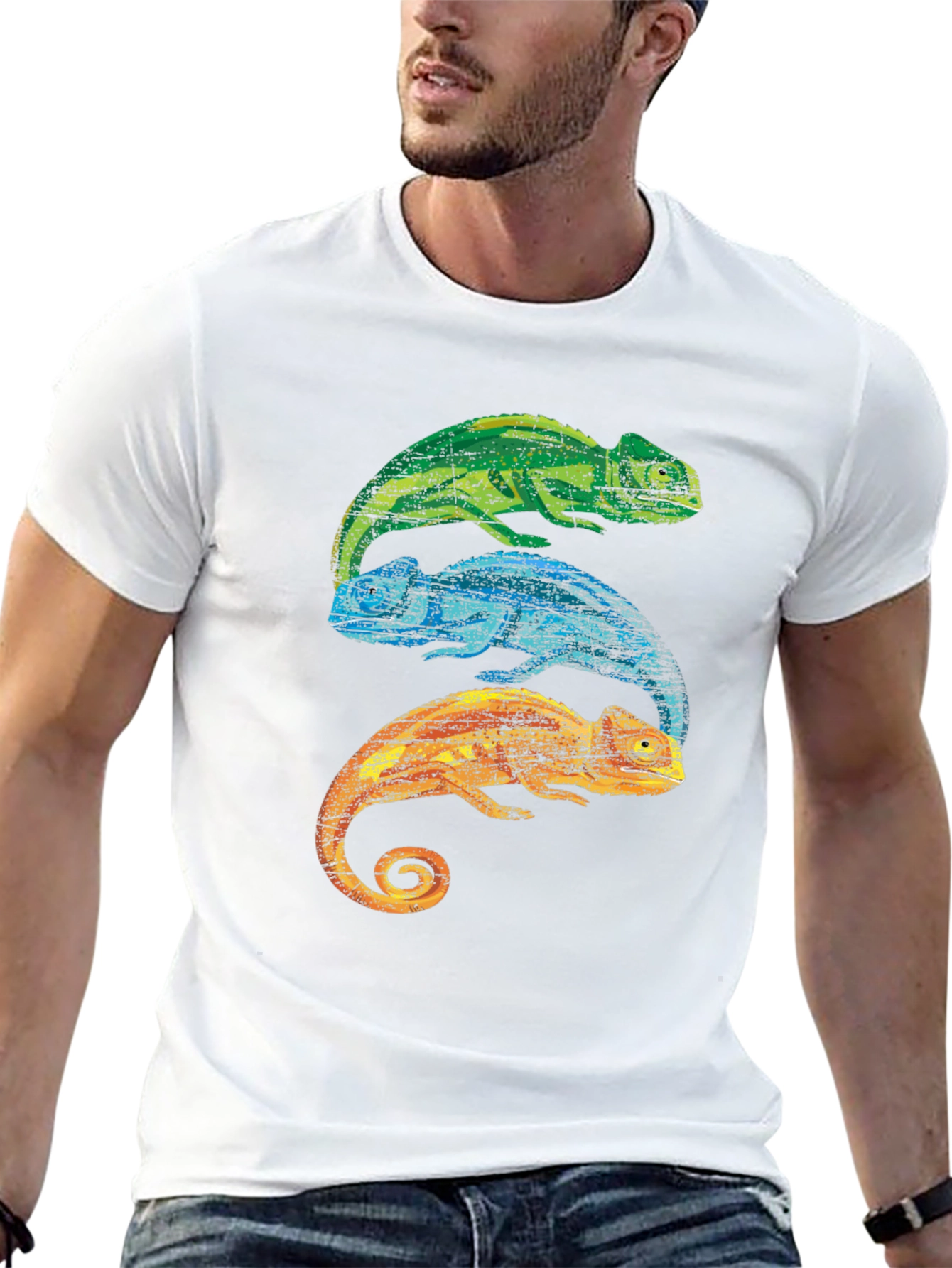 Chameleon Stack Graphic Tee - Cool Lizard Shirt