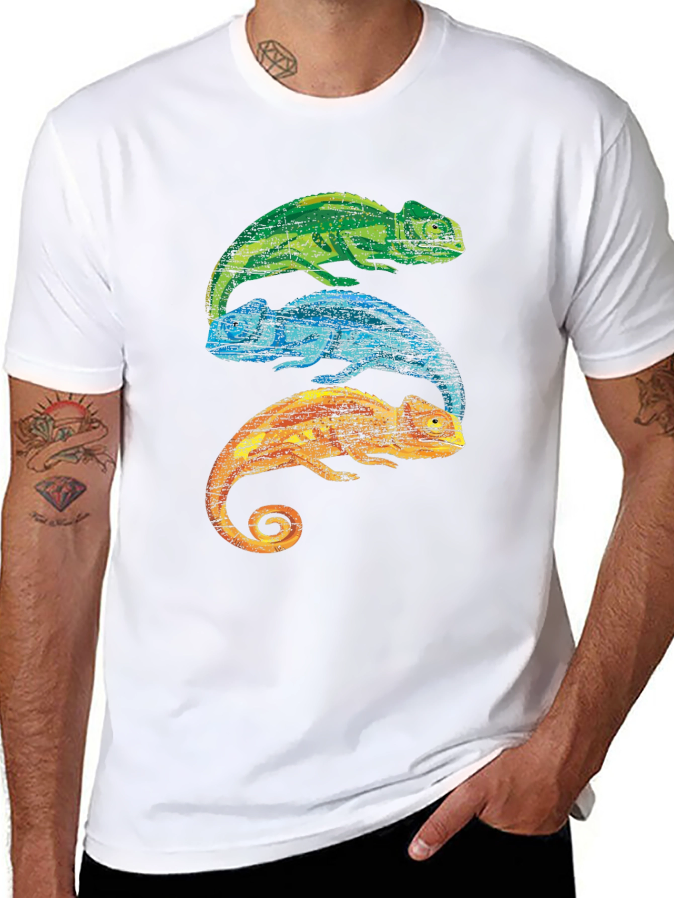 Chameleon Stack Graphic Tee - Cool Lizard Shirt
