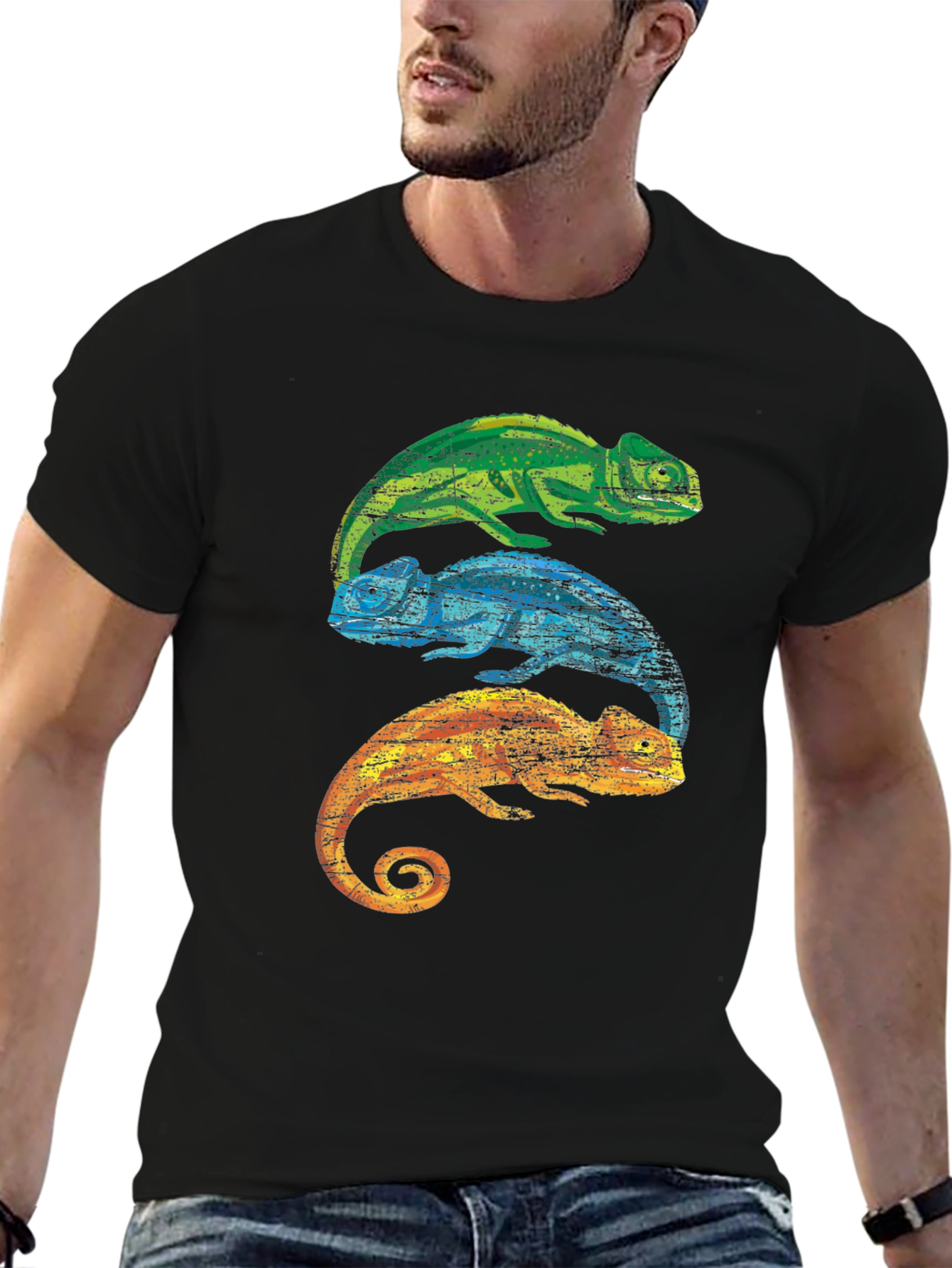 Chameleon Stack Graphic Tee - Cool Lizard Shirt