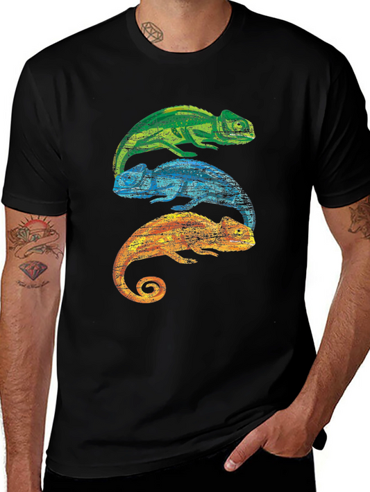 Chameleon Stack Graphic Tee - Cool Lizard Shirt