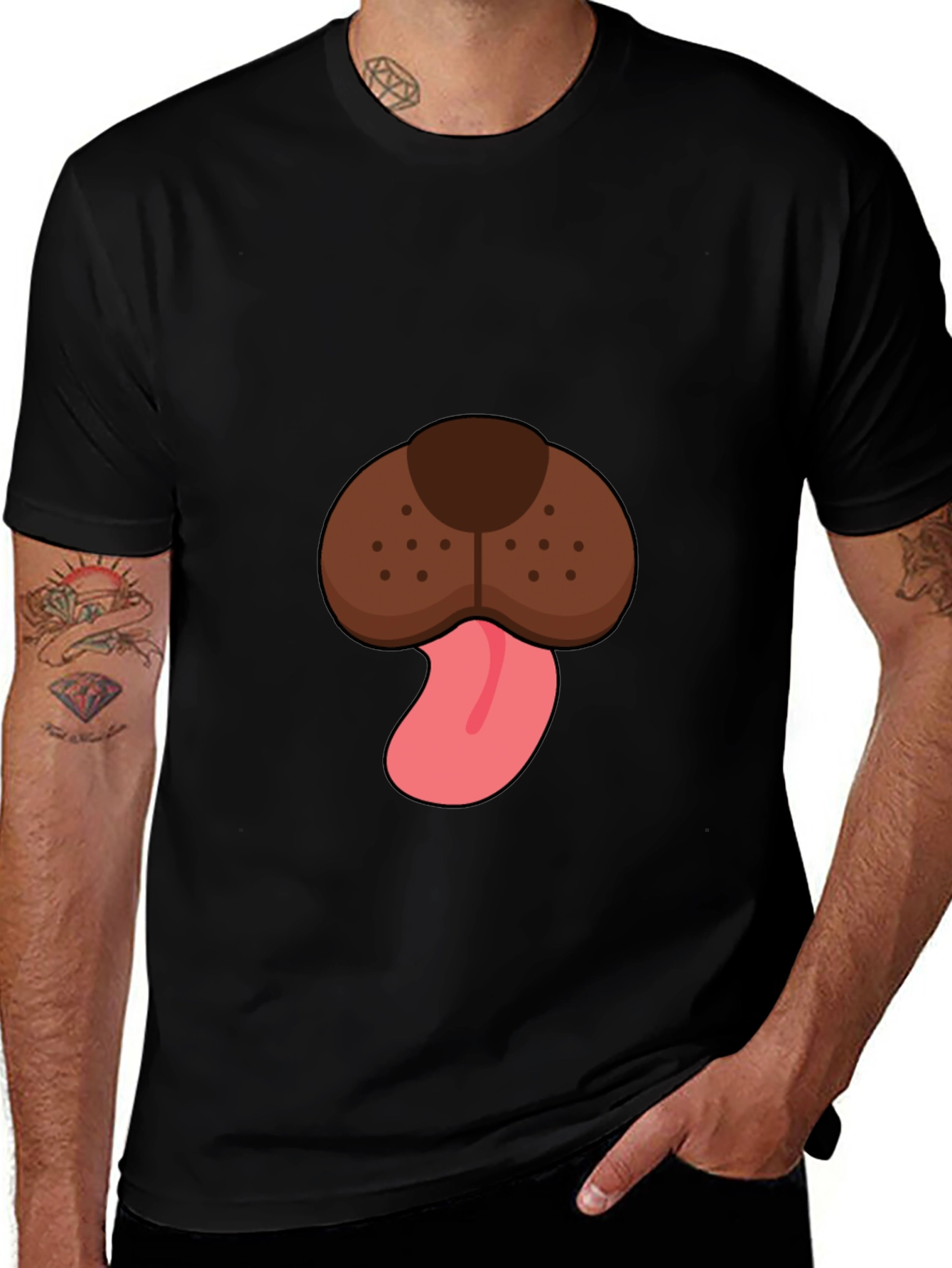 Dog Face Graphic Tee - Mens Black T-Shirt