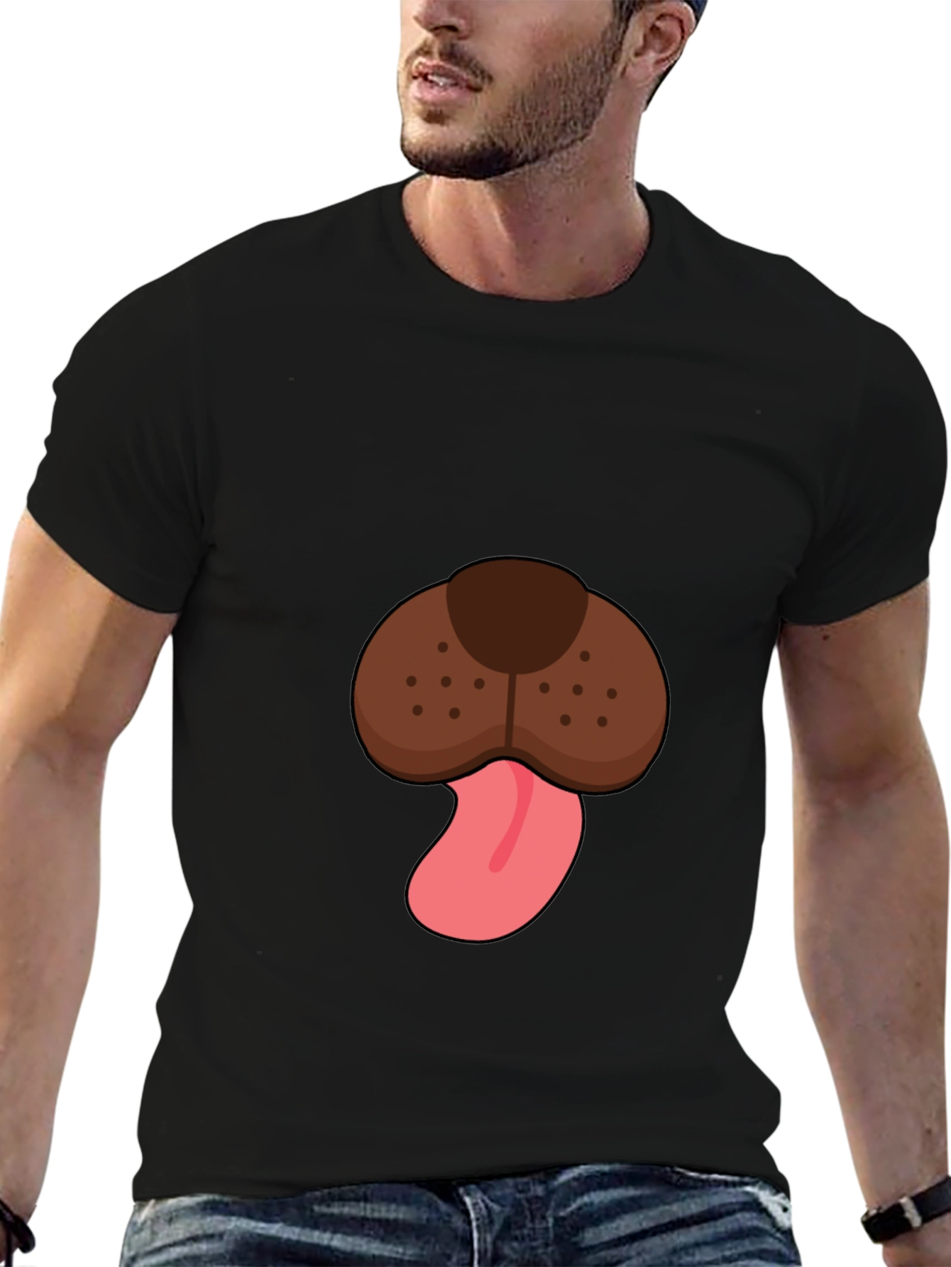 Dog Face Graphic Tee - Mens Black T-Shirt