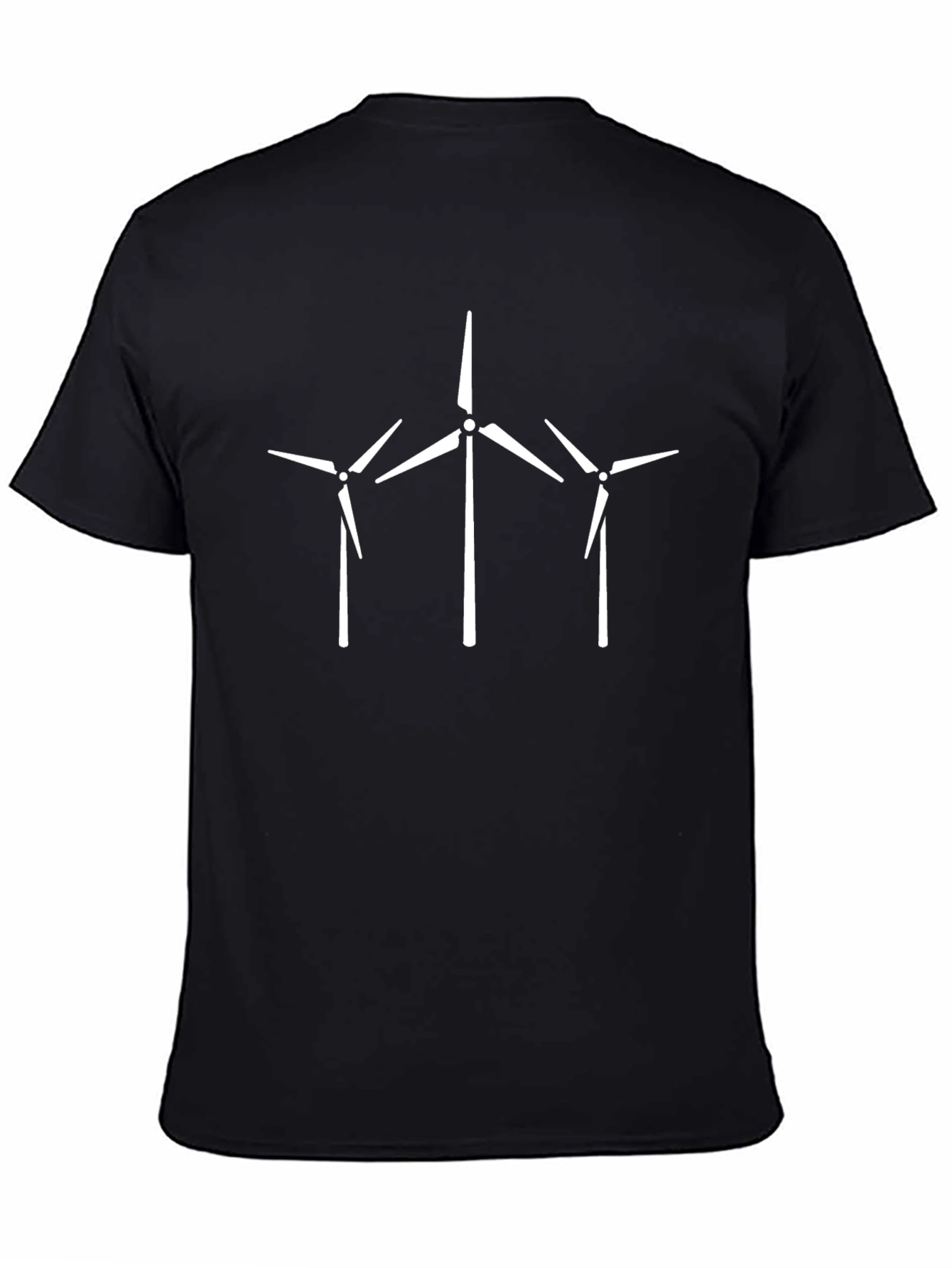 Wind Turbine Graphic Tee - Black Cotton Shirt