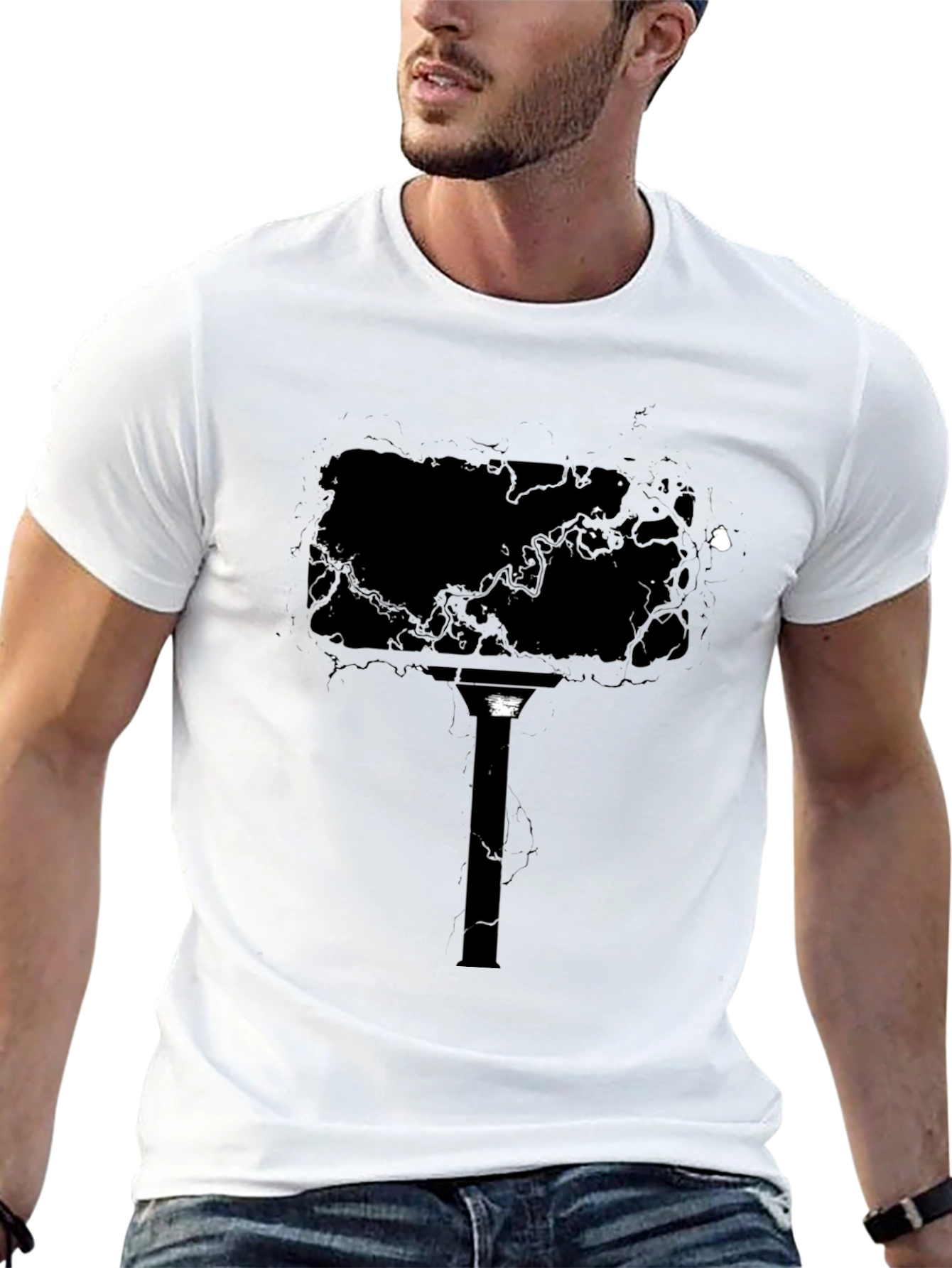 Abstract Black Torch Graphic T-Shirt