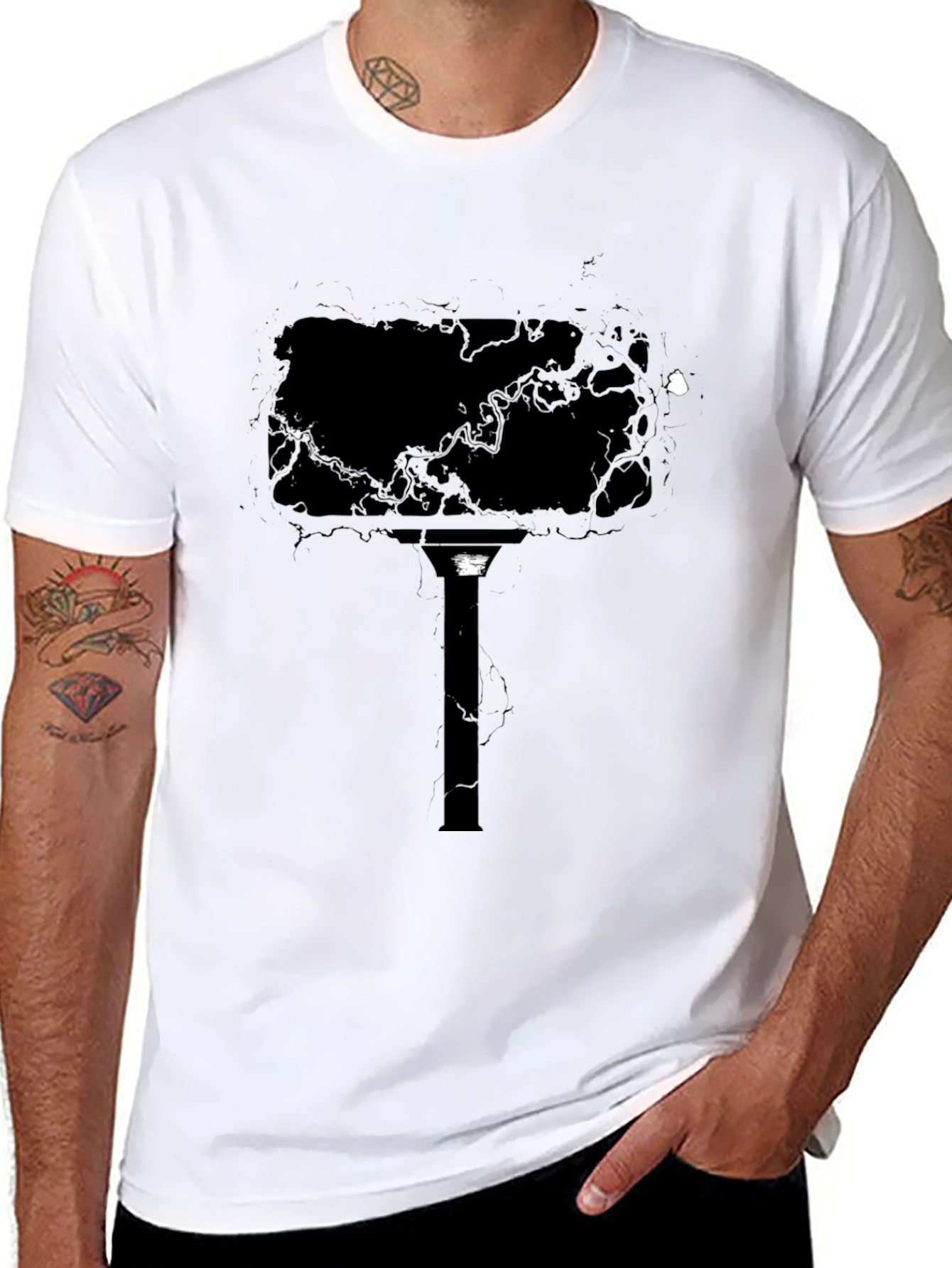 Abstract Black Torch Graphic T-Shirt